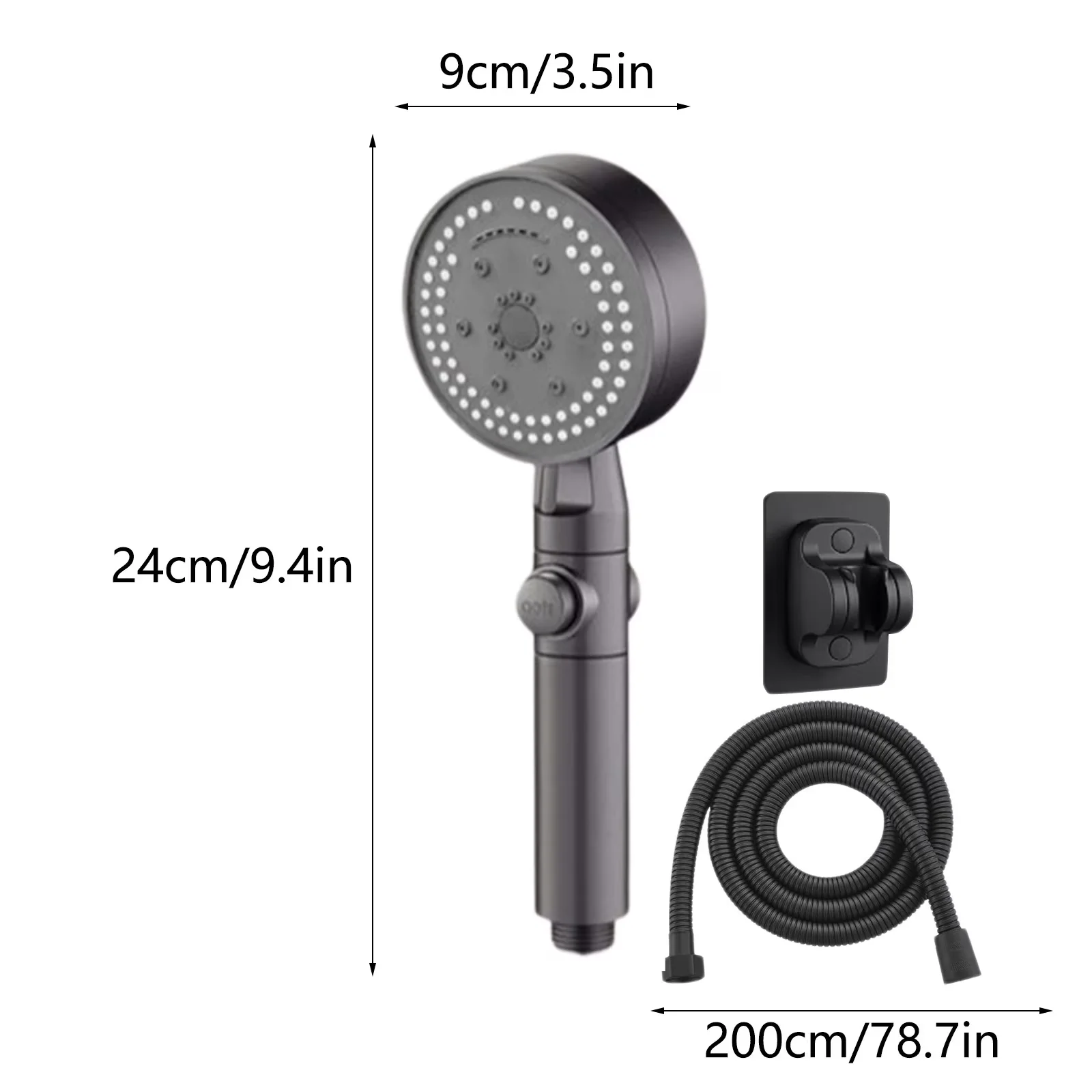 Versatile Shower Head with High Pressure, Adjustable, Handheld High Pressure 8 Spray Modes - Gray Abs Model 689E2C