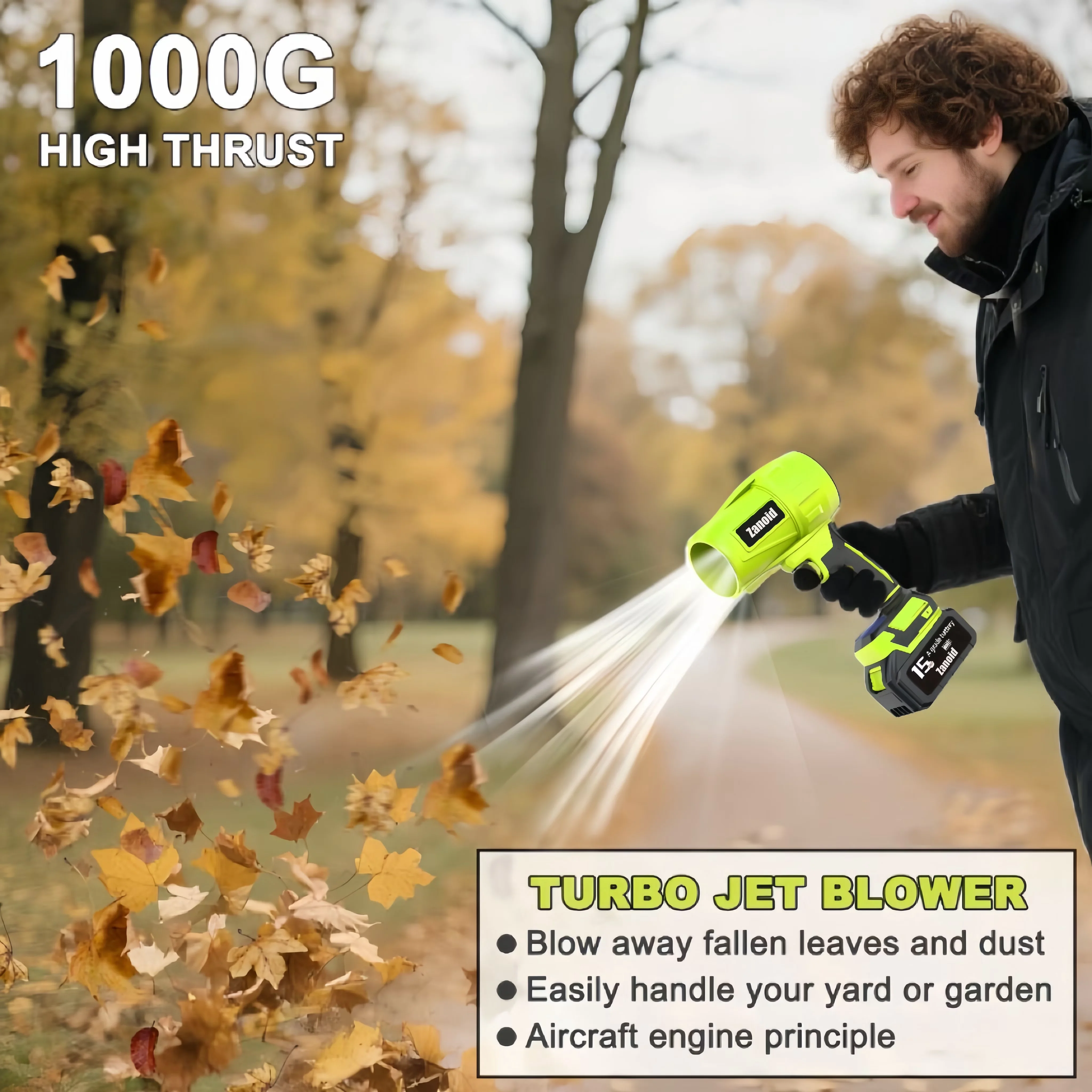 Efficient Leaf Blower with Battery, 20V, 20V Cordless Brushless Motor for Car - Model D325E5