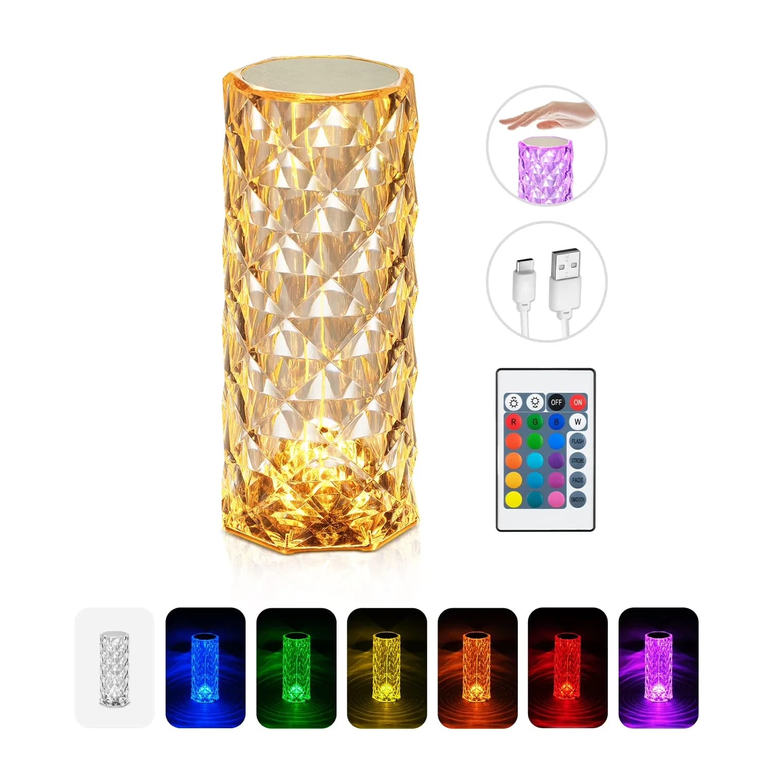 Lamp Innovative with LED, Battery, Included Remote Control and USB Cable - Clear Plastic Model A205C0