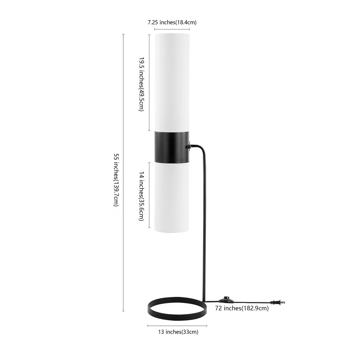 Essential Floor Lamp with LED, Standard Lamps, Fierro 55 in. Modern Minimalism - Iron Black Model 3FBB83
