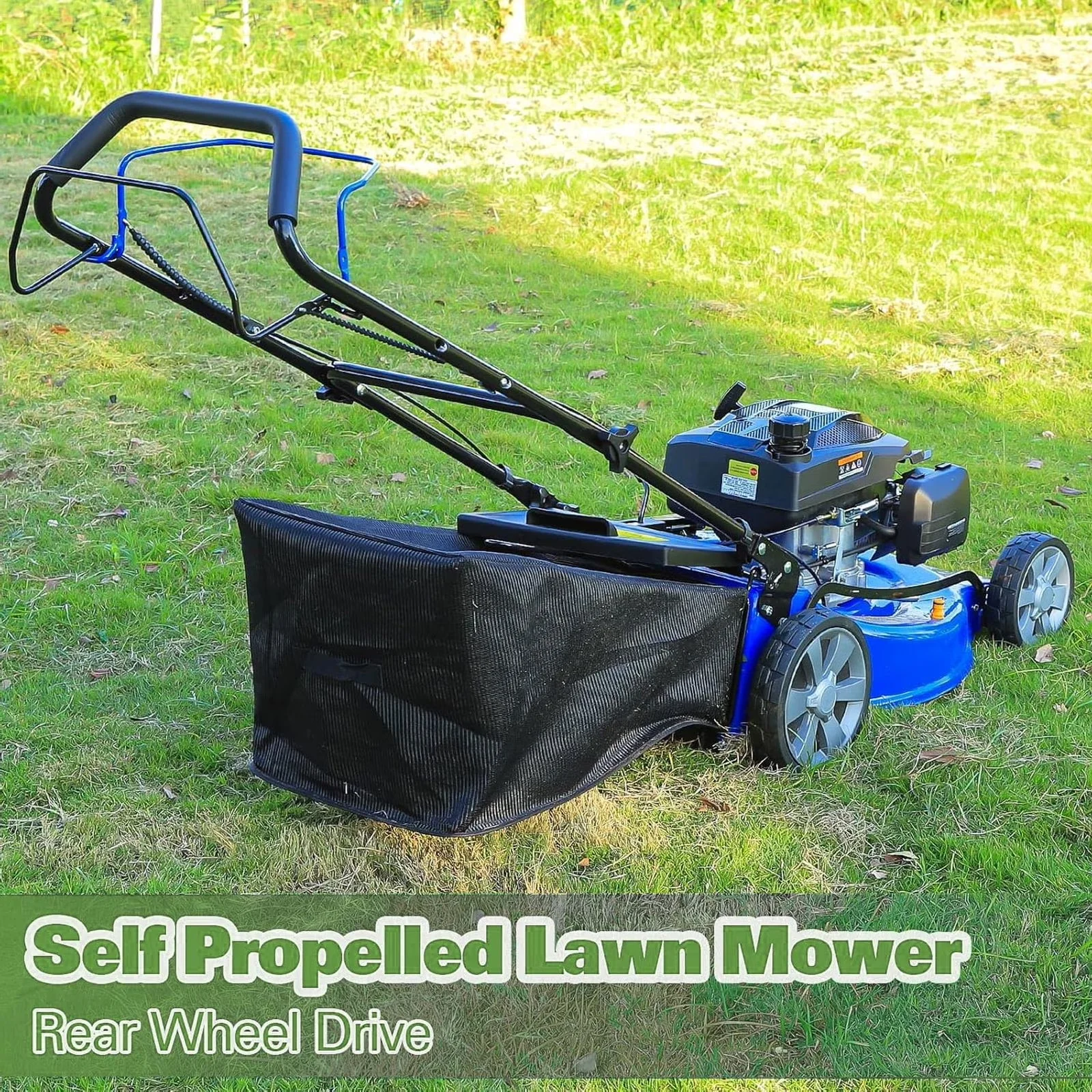 Push Mower Sleek with Single Lever Height Adjustment, Mulching - Classic Blue Model E7AC01