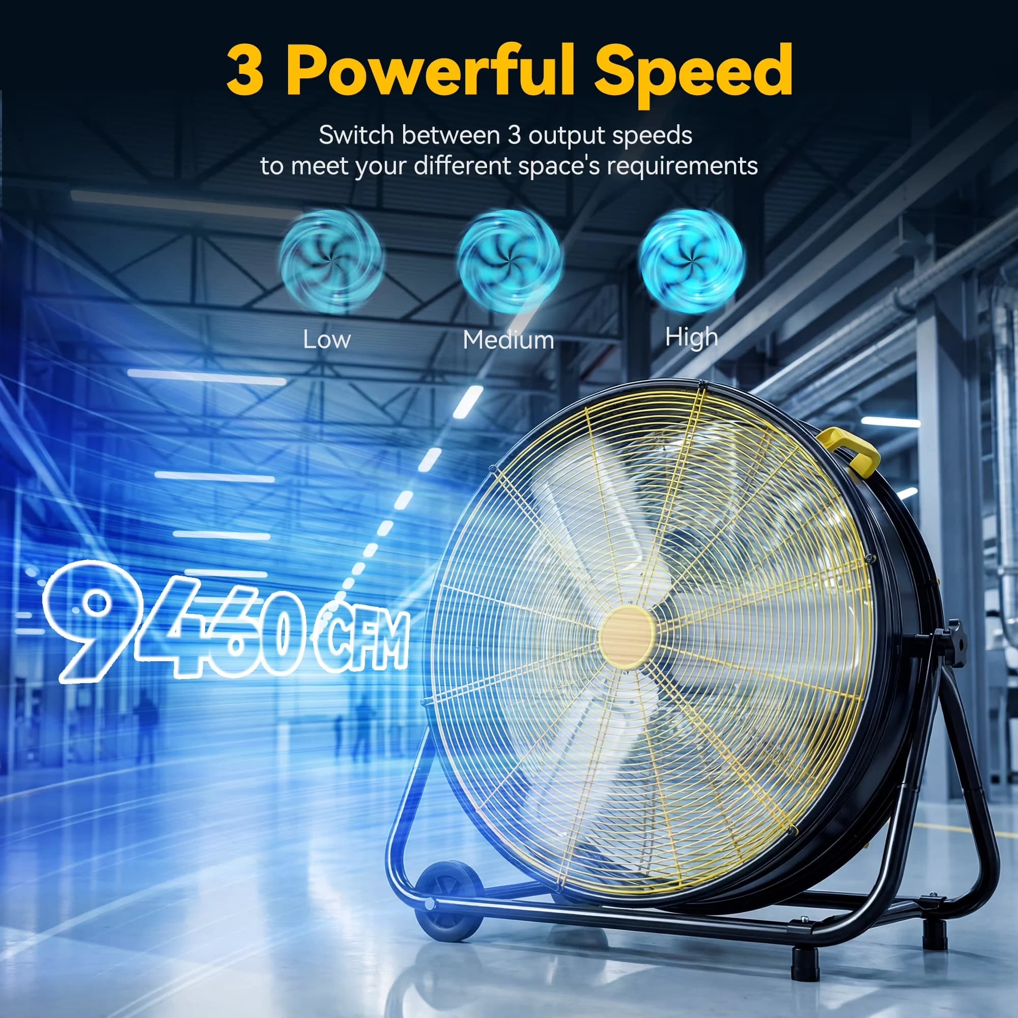 Fans In Cooling Quality with Adjustable Height, 24 inch Industrial Drum Fan - Metal for Outdoor, Patio Model 4D38B1