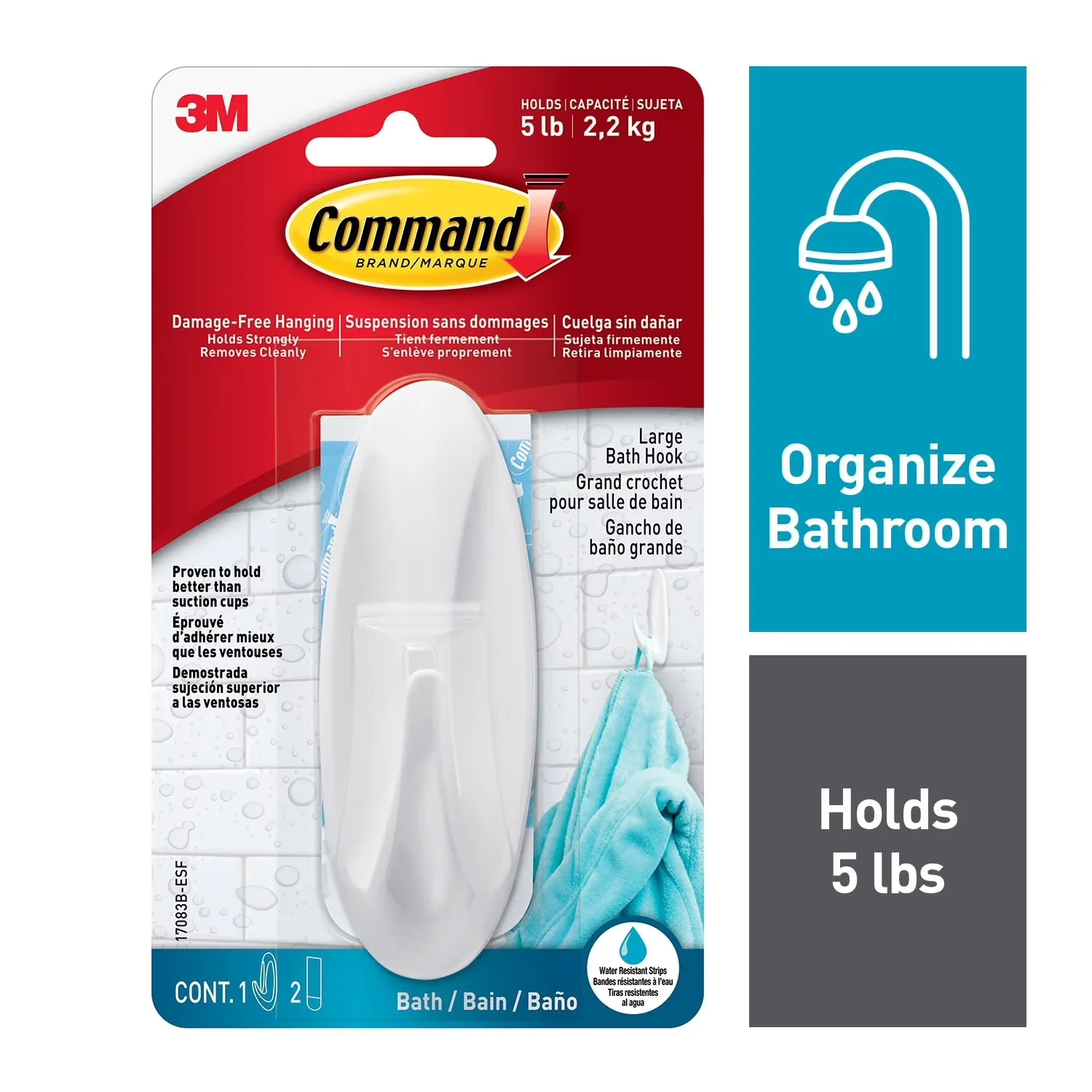 Classic Damage-Free Hanging with Easy Installation, White - Plastic White Model 83CD40