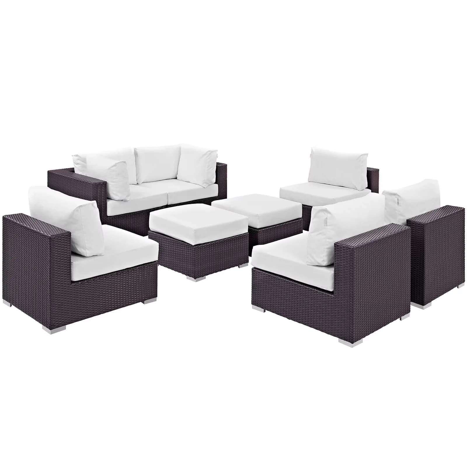 Professional Patio Dining Set with Weatherproof - Polyester And Synthetic Rattan White Model 37F779