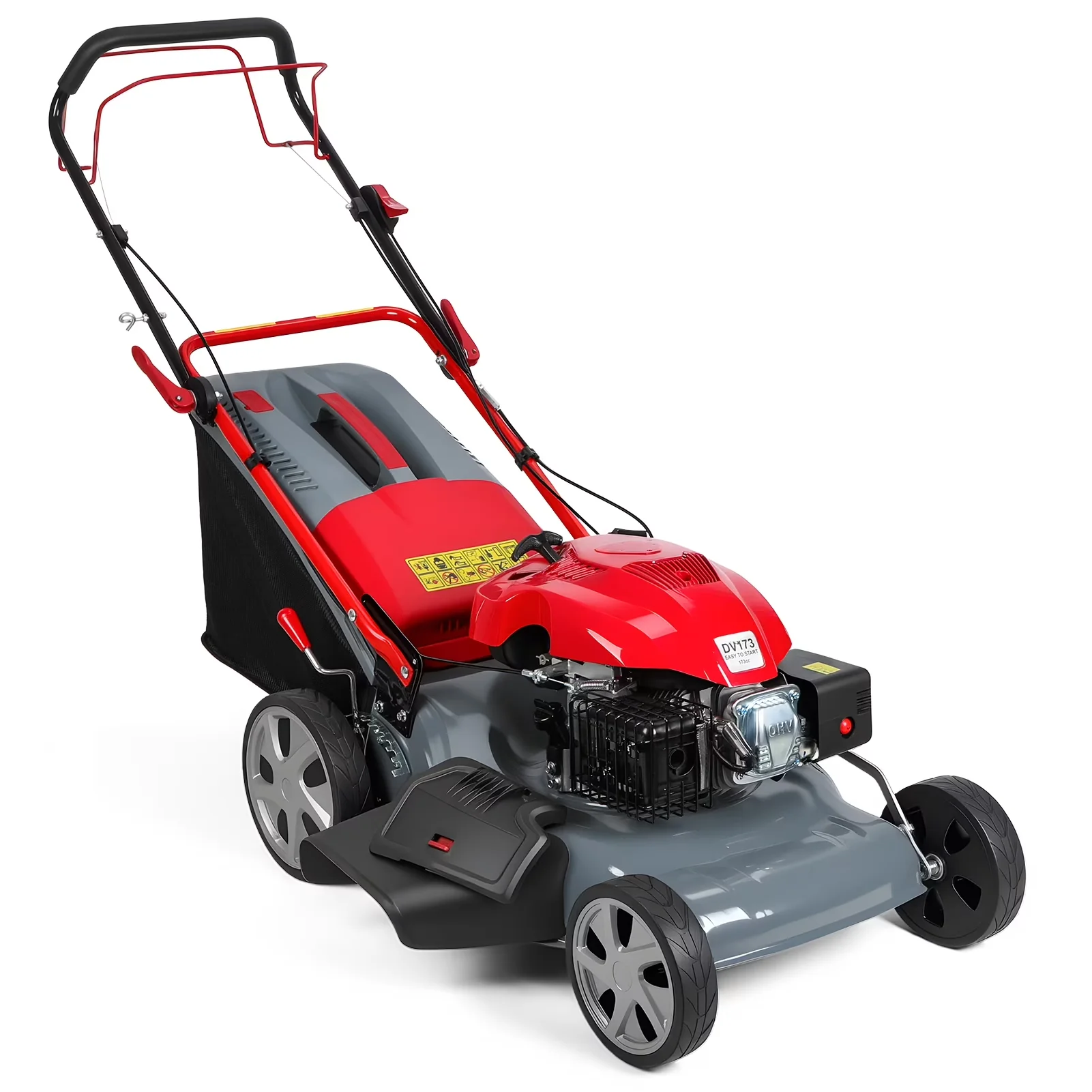 Sleek Push Mower with Adjustable Cutting Height, 173cc Powerful Self-Propelled Lawn for Large, Patio - Model 3EFB2F