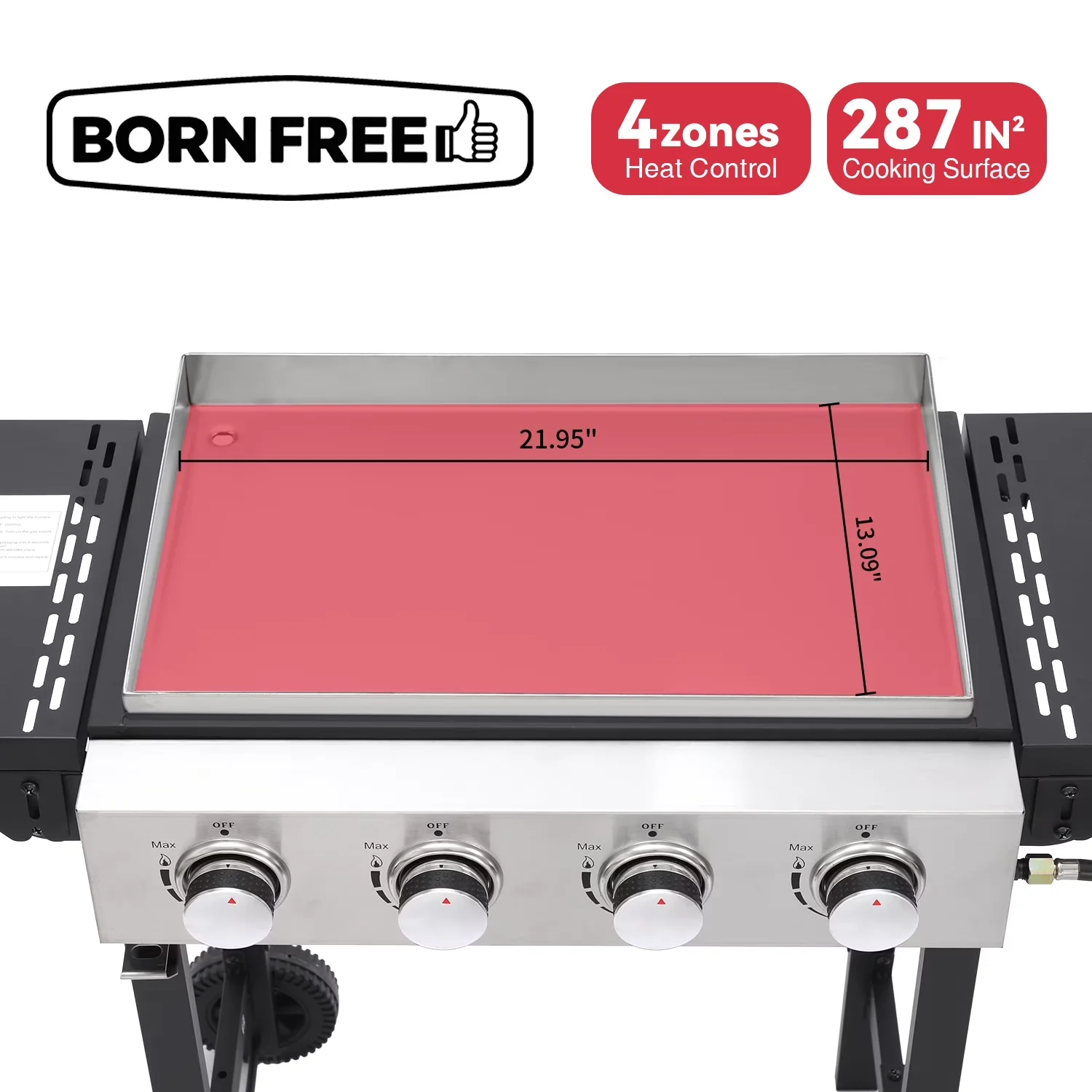Gas Grill Modern with Rust Resistant, Grease Pan - Black Metal, Stainless Steel for Camping Model 231BA2