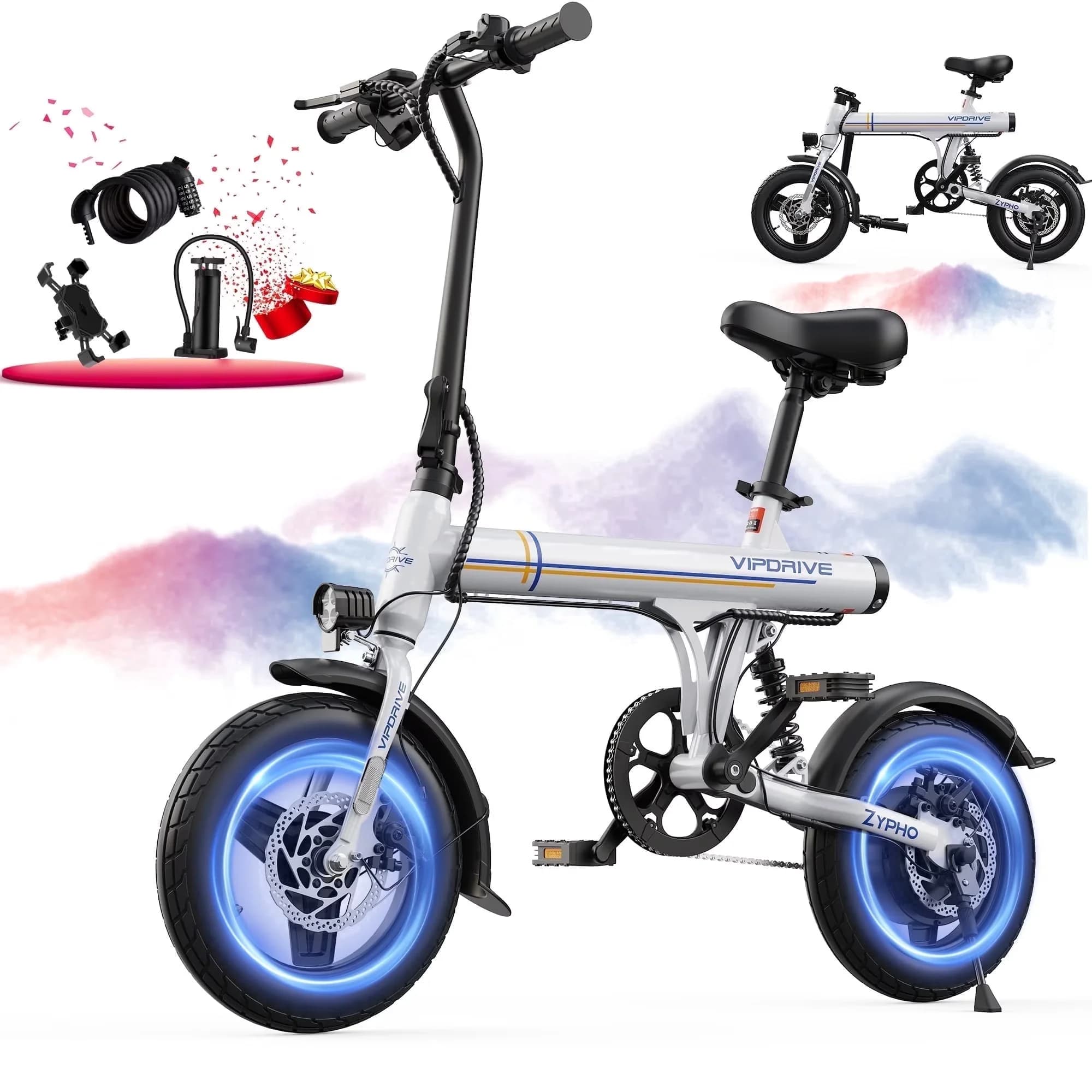 Electric Bike Premium with Battery, 500W, 36V - White - Commercial Quality Model 84AE72