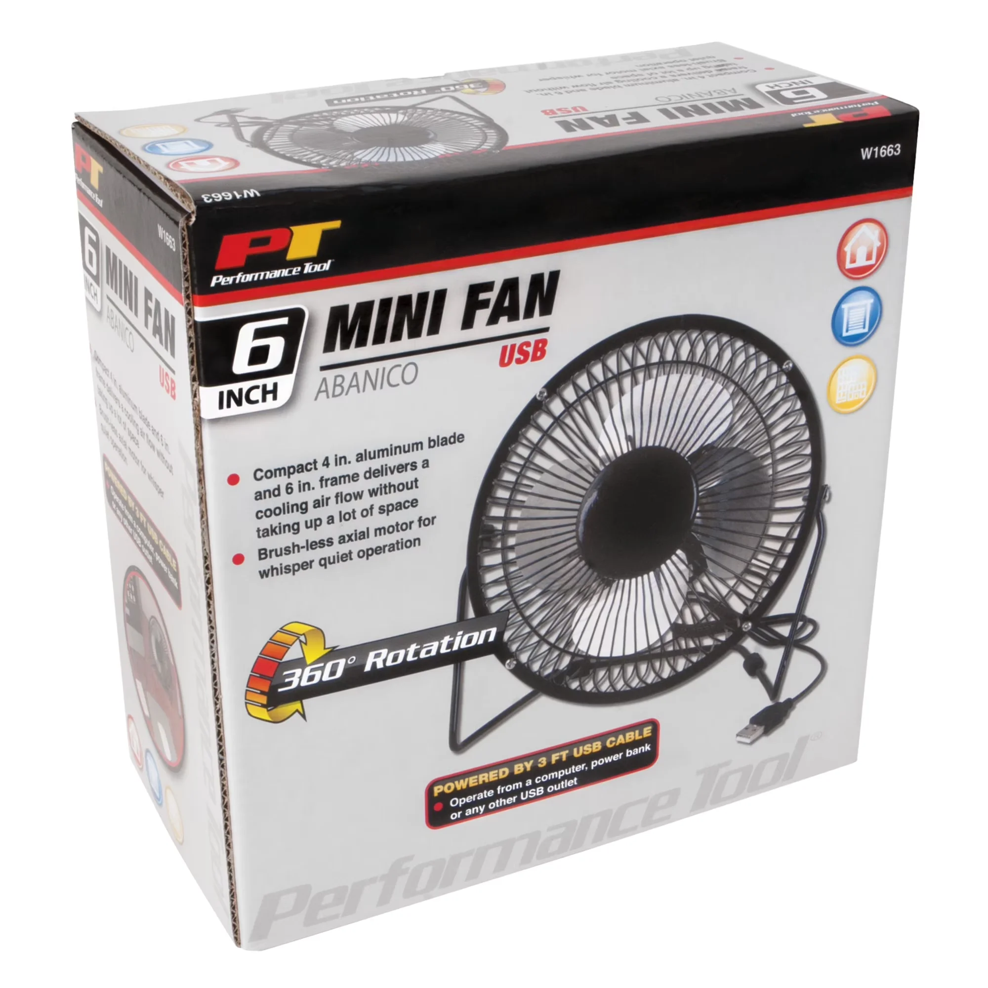 Reliable Fans In Cooling with Low Noise, USB Powered, W1663 6-Inch Blade (Powerful Airflow - Metal Model 1E9467