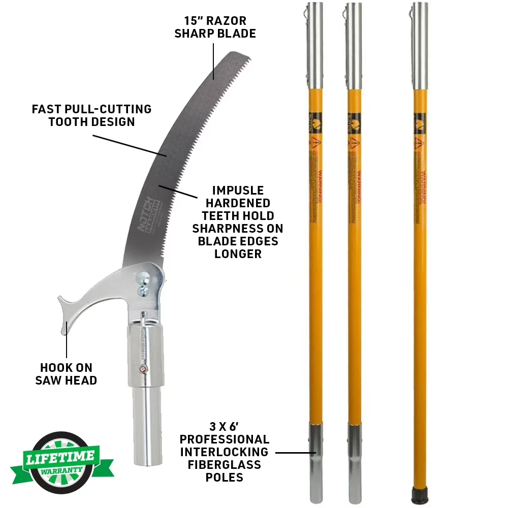 Versatile Pole Saw with Telescoping, Yellow (40207), 15 Blade - Yellow Model 7F166B