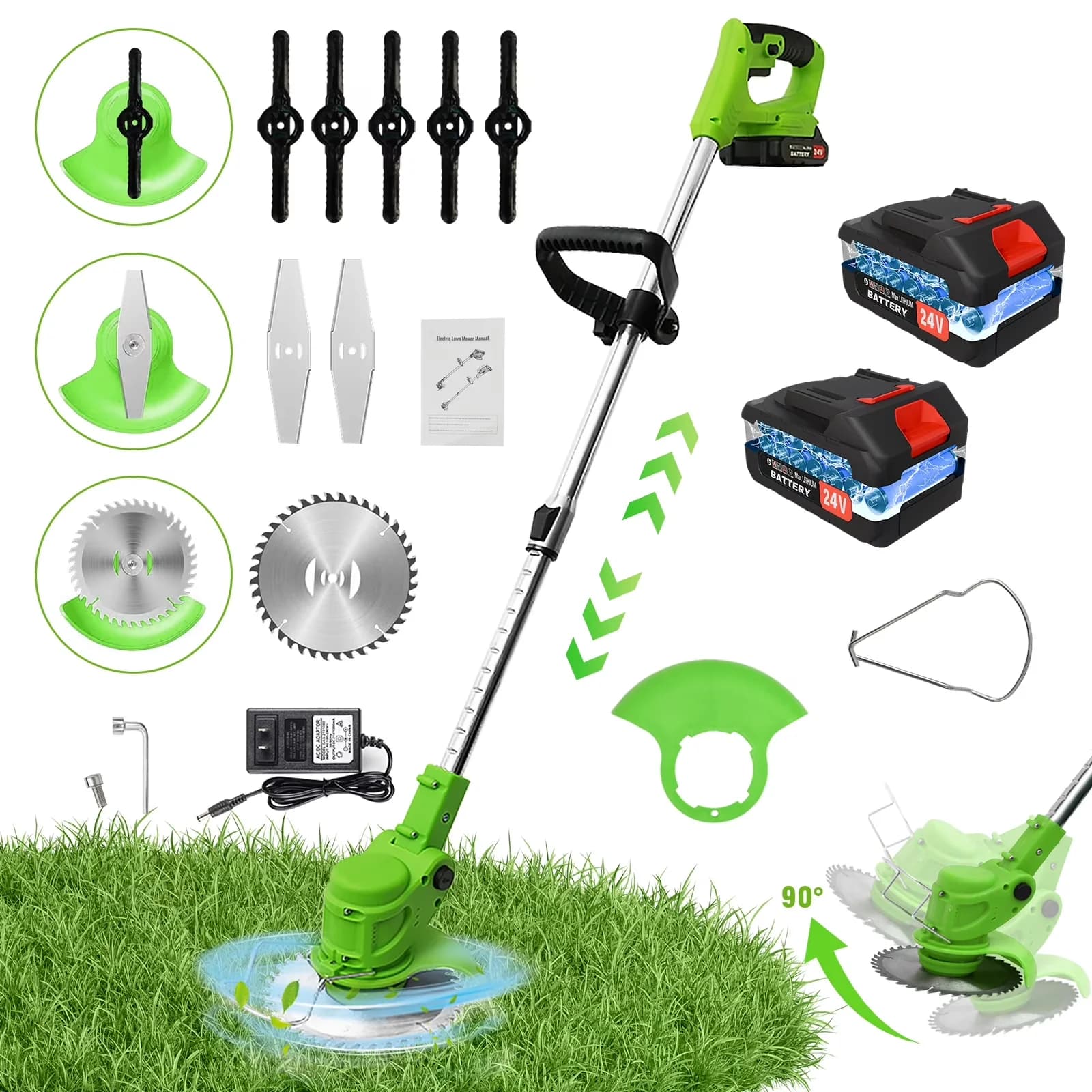 Quality String Trimmer with Battery, 650W, Battery Weed Eater - 24V for Home and Office Model 77E925