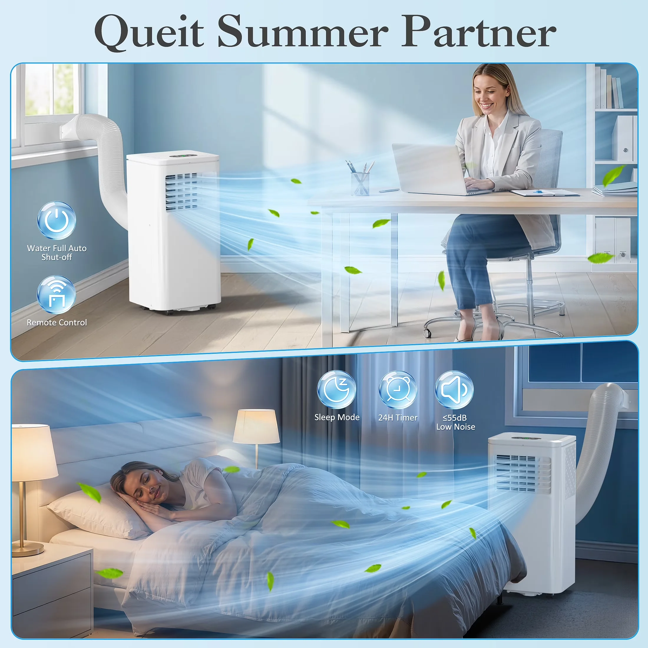 Air Conditioner Durable with 10000 BTU, Timer - White 10000BTU - Sleek Profile Model 179F76