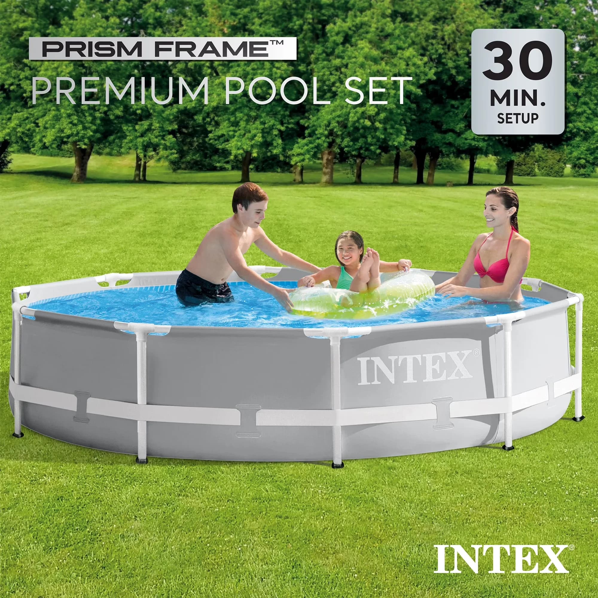 Above Ground Pool Classic with Puncture Resistant, Gray, Repair patch is included for easy fixes - Gray Model B6D673