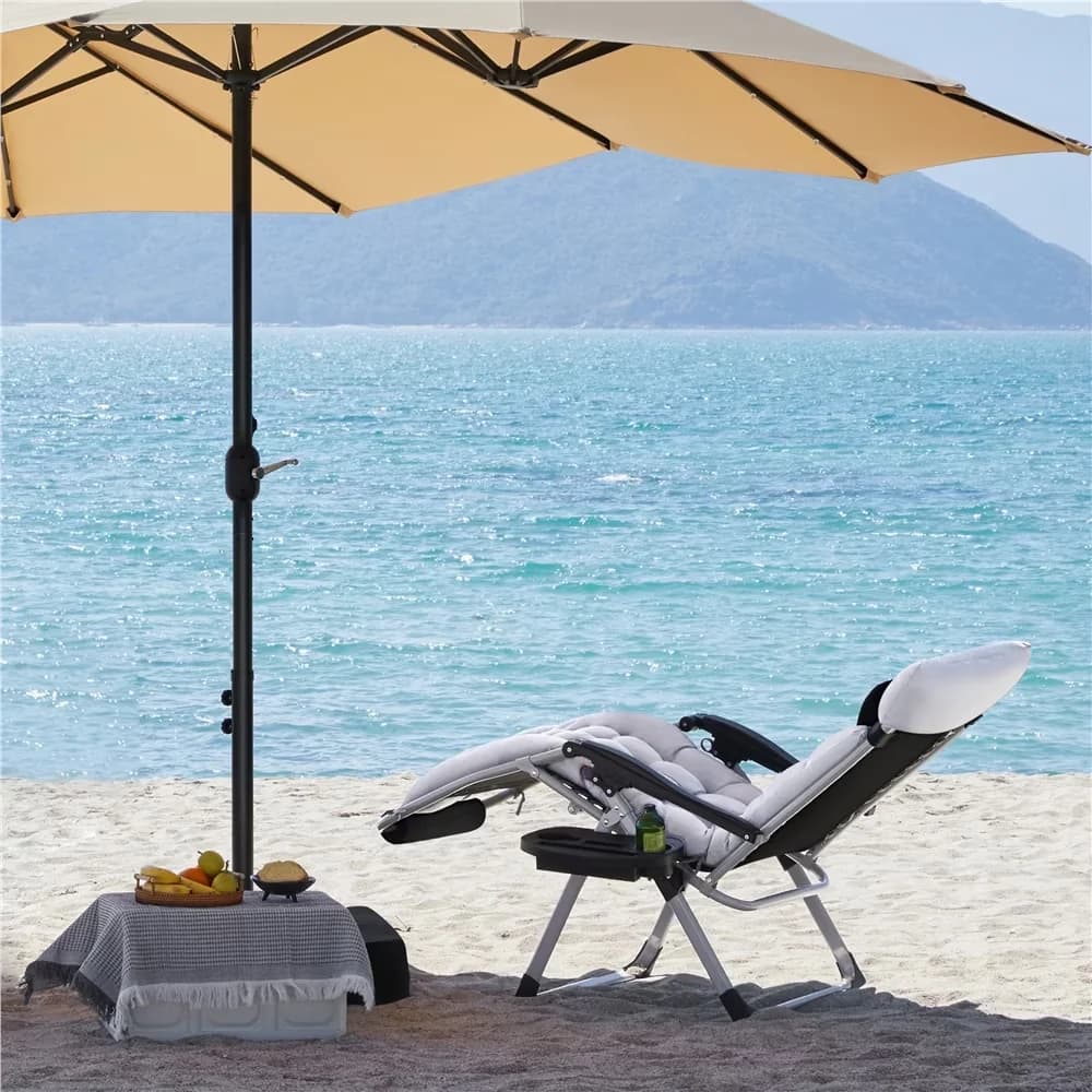 Classic Patio Chair with Modern, Color: Gray, Cotton-padded Mattress - Gray Painted Steel, 550G Texteline Model 2550F5