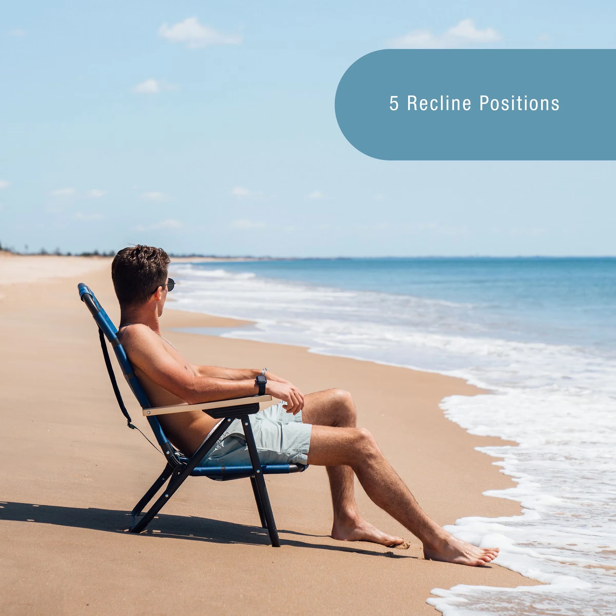 Stylish Beach Chair with Ocean/Cognac (1PK) - Brown - Heavy Duty Model 0A5136