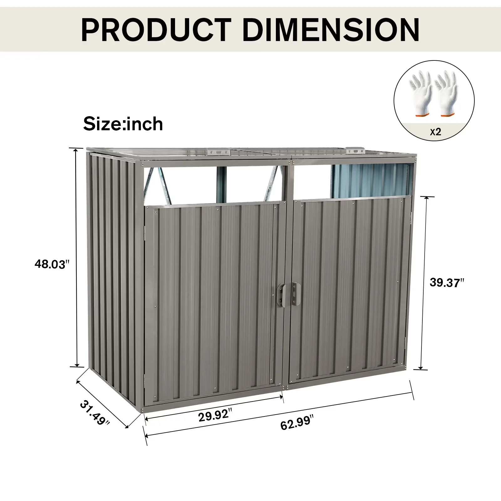 Quality Shed with Rot Resistant, Mold Resistant, Uv Resistant - Grey Stainless Galvanized Steel for Garden Model 64E6CF