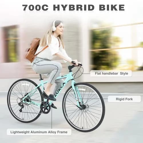 Essential Mountain Bike with Adjustable Height, Lightweight - Black 700C Model E90A94