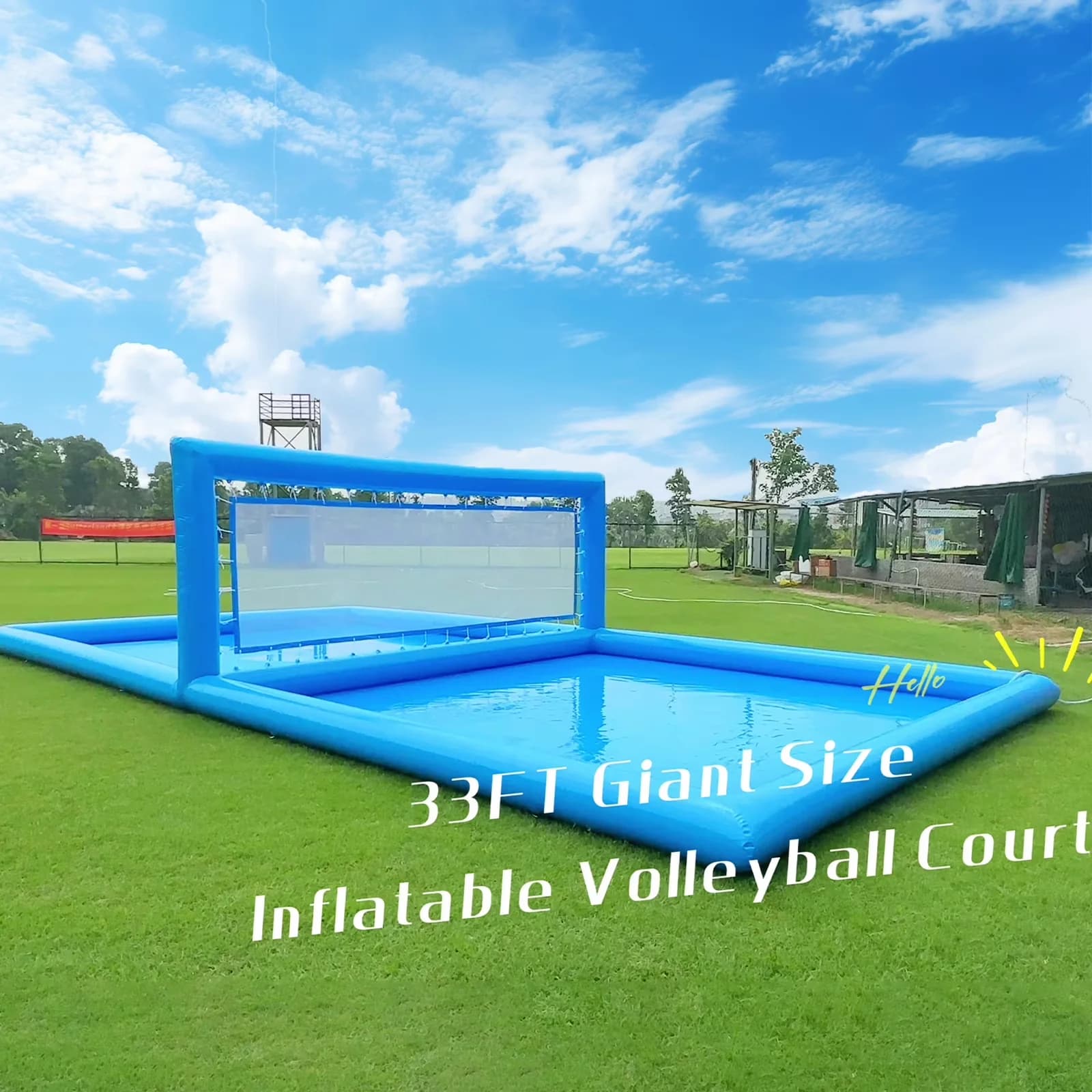 Stylish Inflatable Pool with 800W, 800W Blower - Blue for Outdoor, Party Model 5C6E28