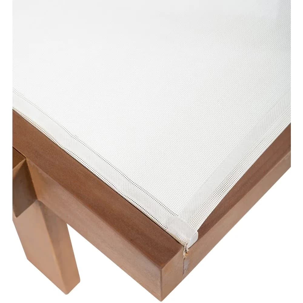 Premium Patio Chair with Water-Resistant, Natural Teak Finish - Fabric White Model 7F5F7A