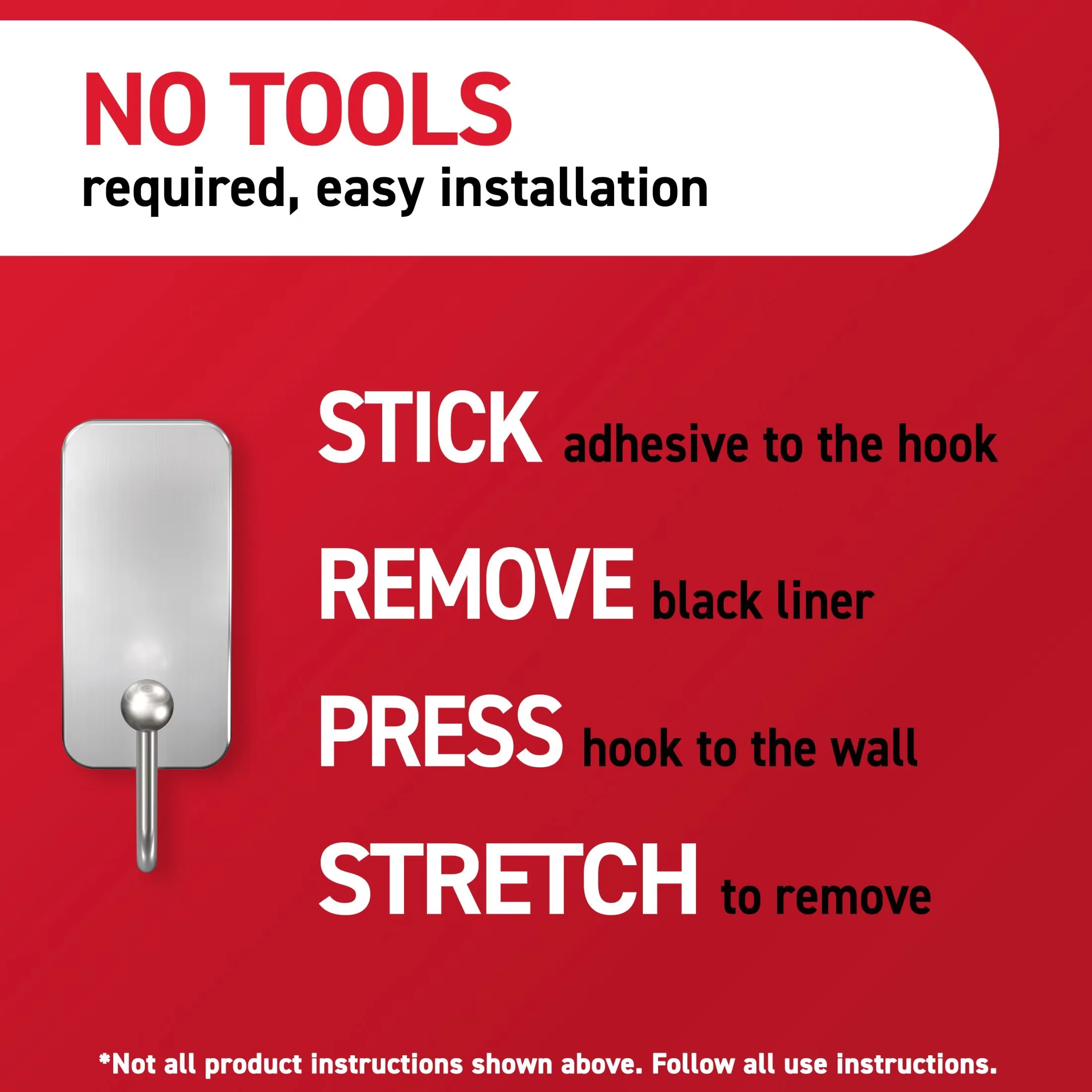 Damage-Free Hanging Classic with Easy Installation, Wall-Mountable - Silver Metal Model FD0F15
