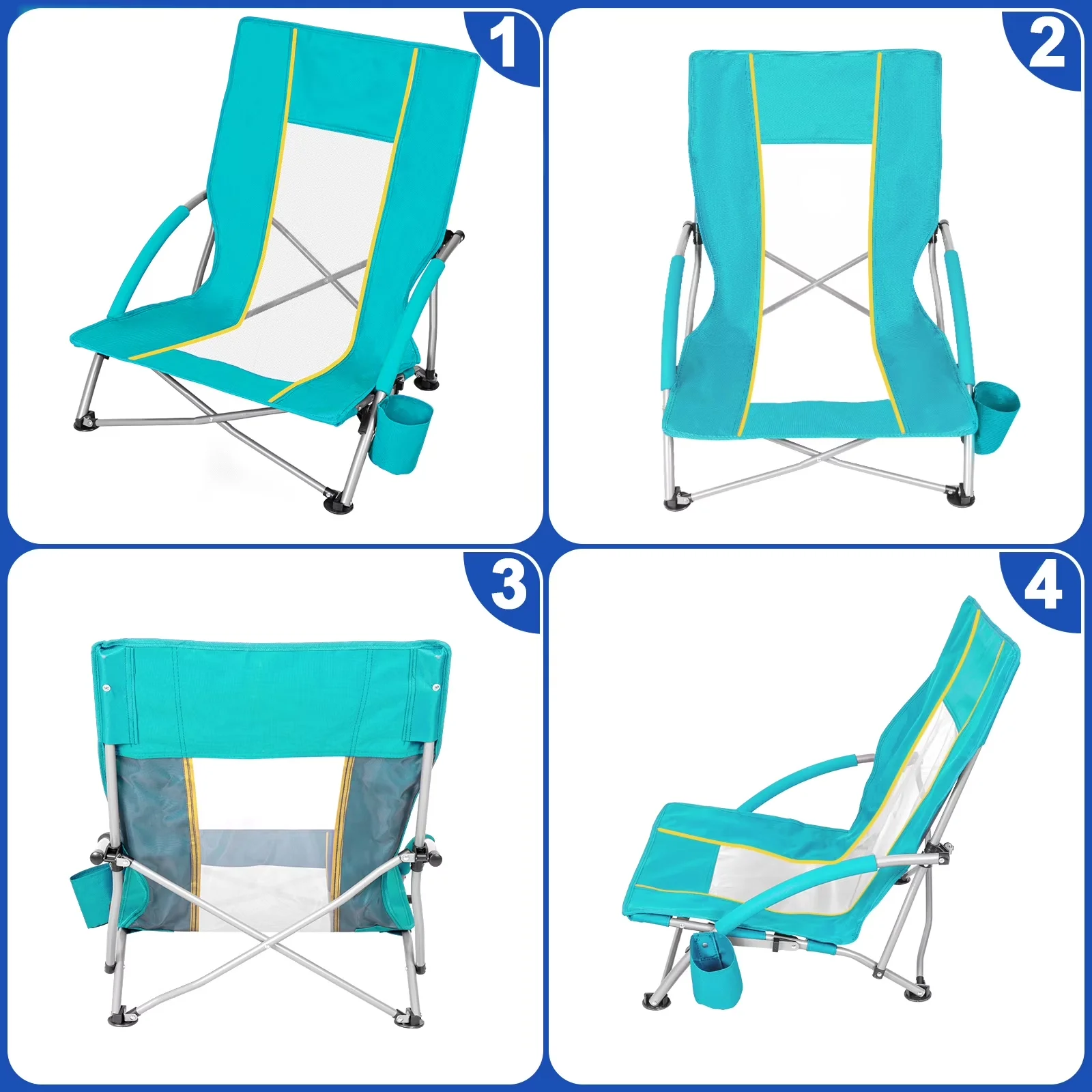 Sleek Beach Chair with Folding - Blue for Camping, Outdoor Adults - Reliable Performance Model 684174