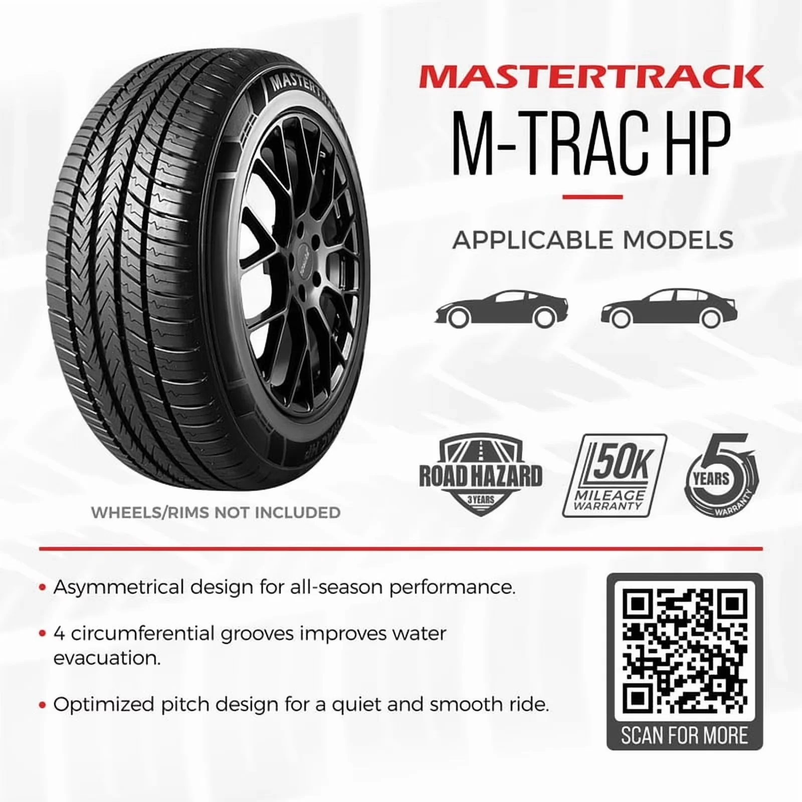 Suv Tire Versatile with 96V, Fits Multiple Makes And Models - 50R17 - Modern Design Model 7D2A1F