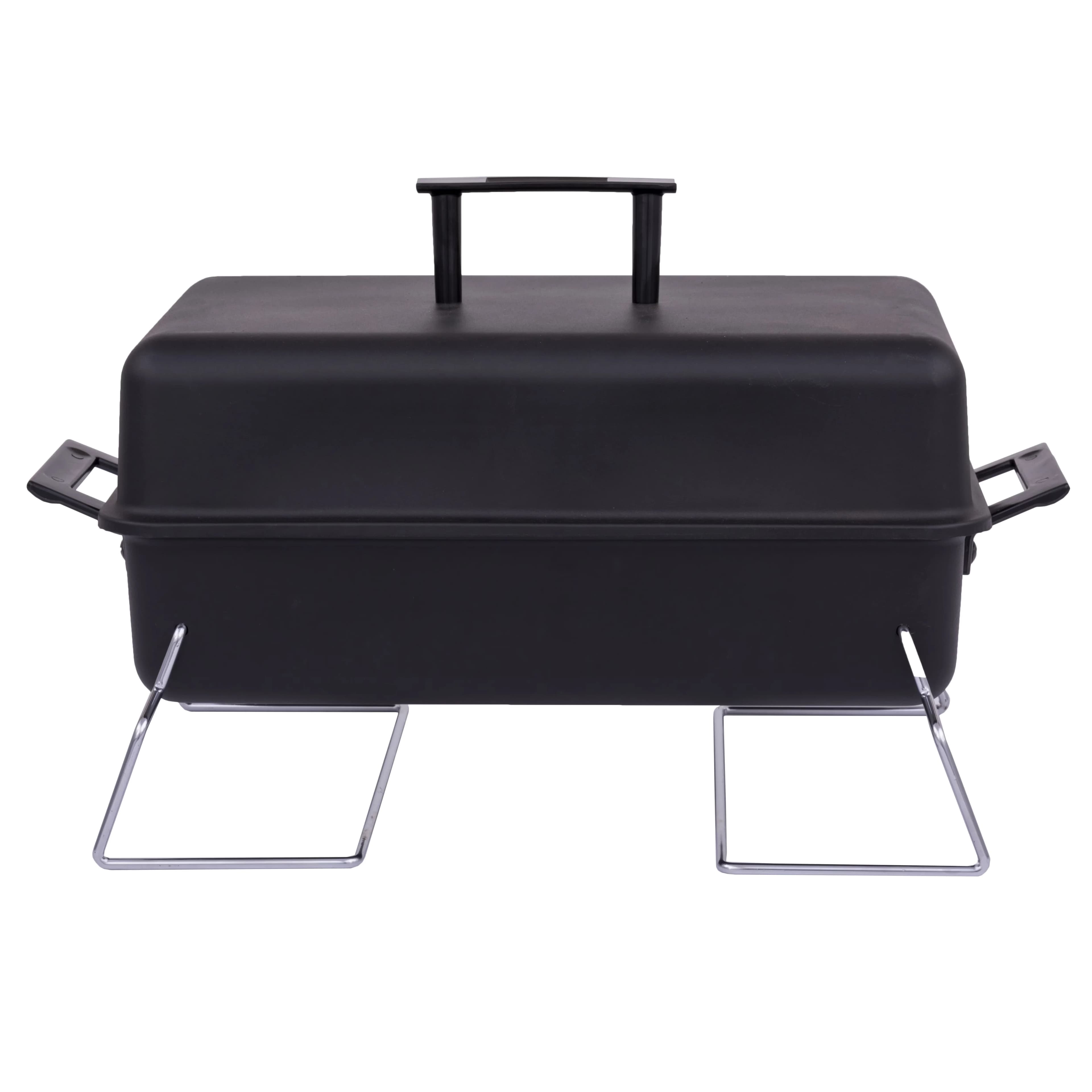 Modern Charcoal Grill with Portable, 190 Sq. Inch Portable, Chrome-plated steel wire cooking grates - Black Heavy Duty Steel Model 42C8C2