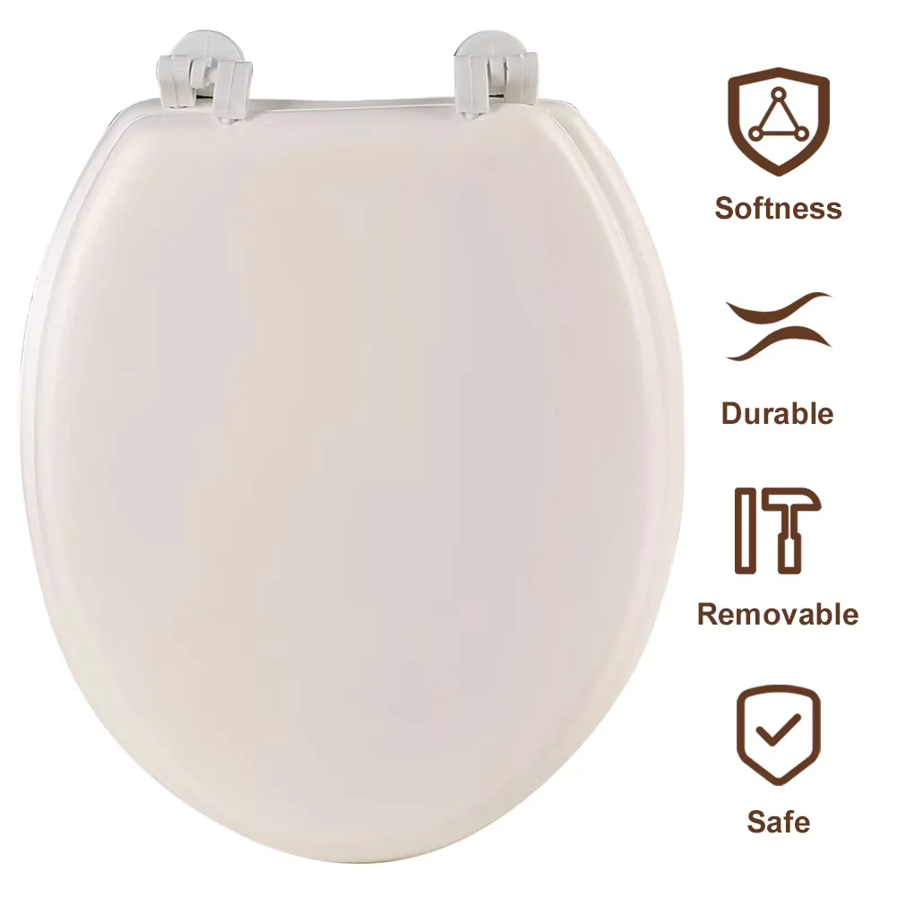 Toilet Seats And Lid Efficient with Easy To Clean, White, Soft Close Seat Round - White Plastic Model F279D2