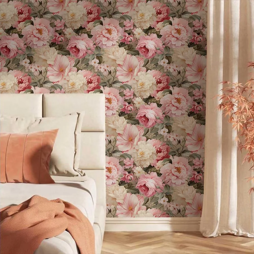 Wallpaper Durable with Removable - Vinyl Pink - Commercial Quality Model CC384E