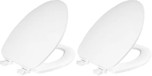 Toilet Seats And Lid Essential with Easy Clean Hinges Release, RING BUMPERS: two color matched bumpers - White Model 5D25F3