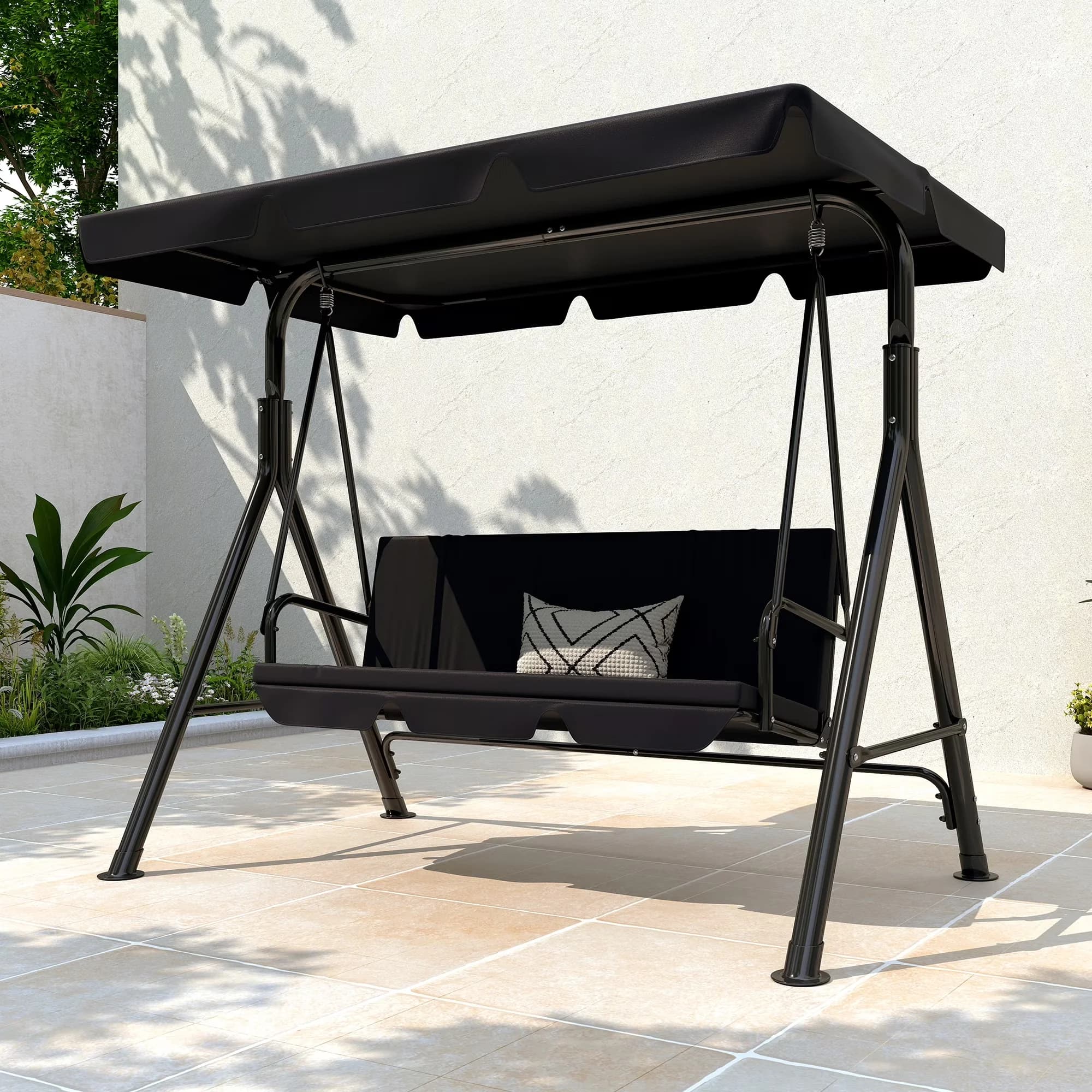 Premium Patio Chair with Rust Resistant, Removable Cushions, Waterproof - Black Model 4DB11C