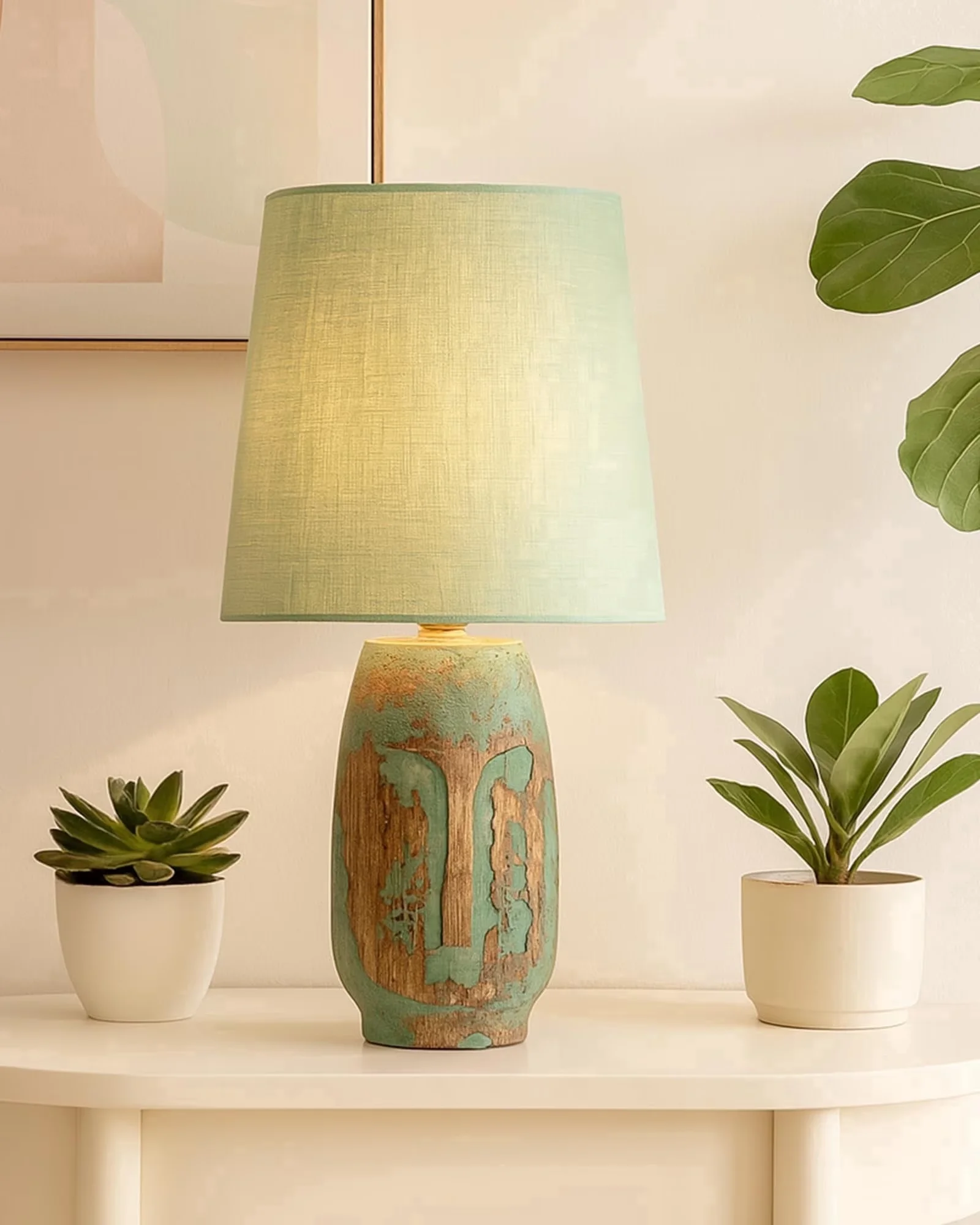 Classic Lamp with LED, Energy Efficient, Modern - Wood Green for Living Room, Bedroom Model 95BC5A