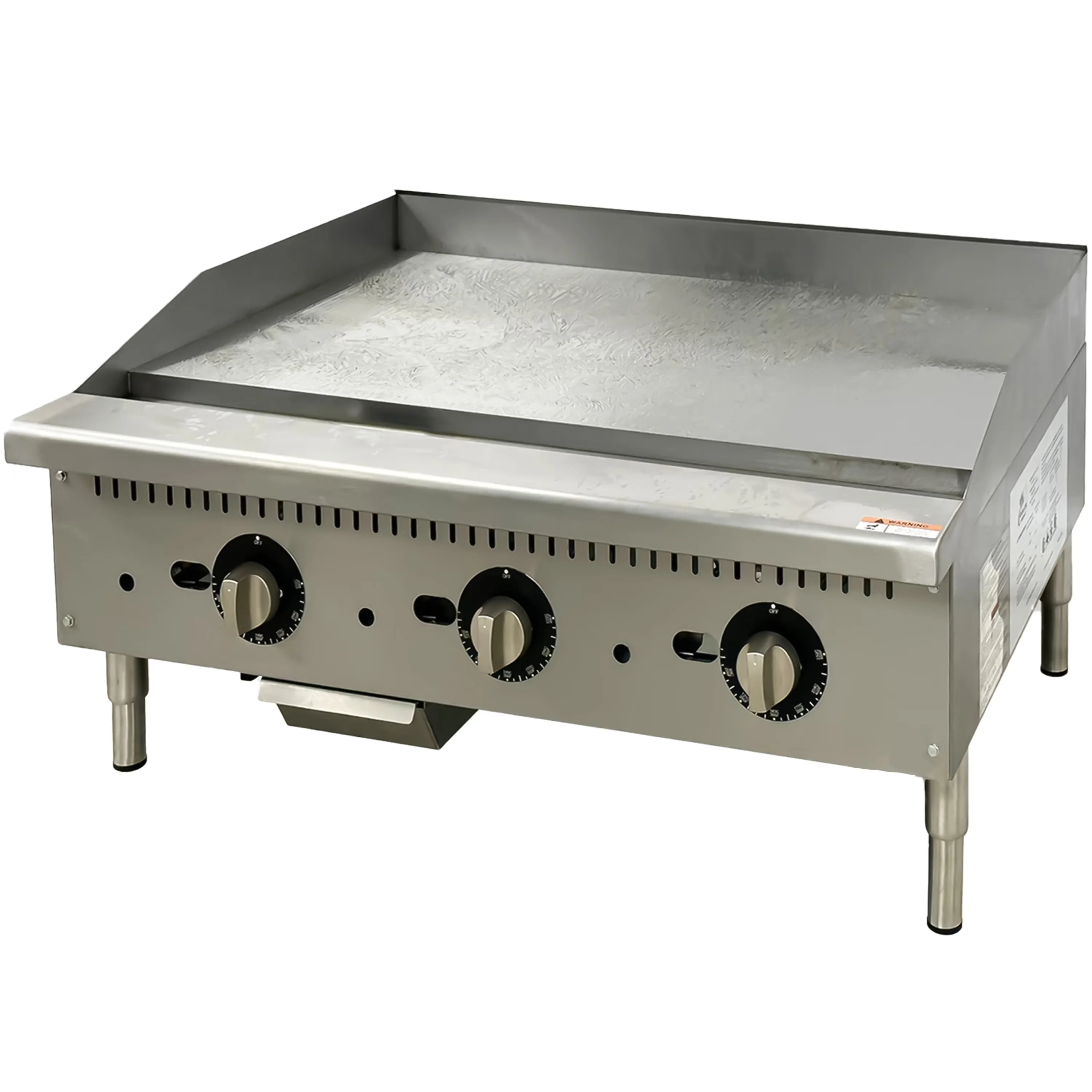 Versatile Flat Top Grill with 90000 BTU, NSF 36 in. 3 Burner Natural Gas Griddle - Silver Stainless Steel Model D850A1