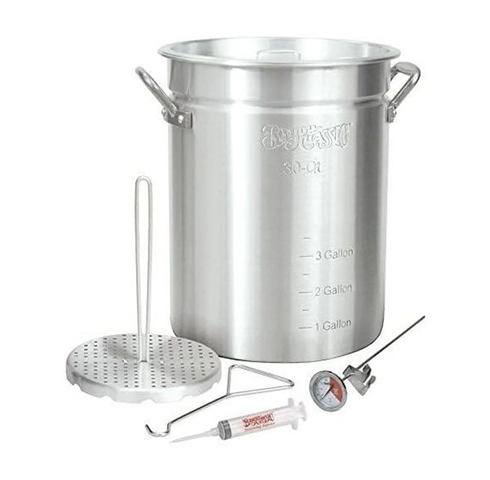 Quality Outdoor Fryer with Diameter: 123/4 in, Material: Aluminum, POT 30QT - Silver Aluminum Model 9D1480