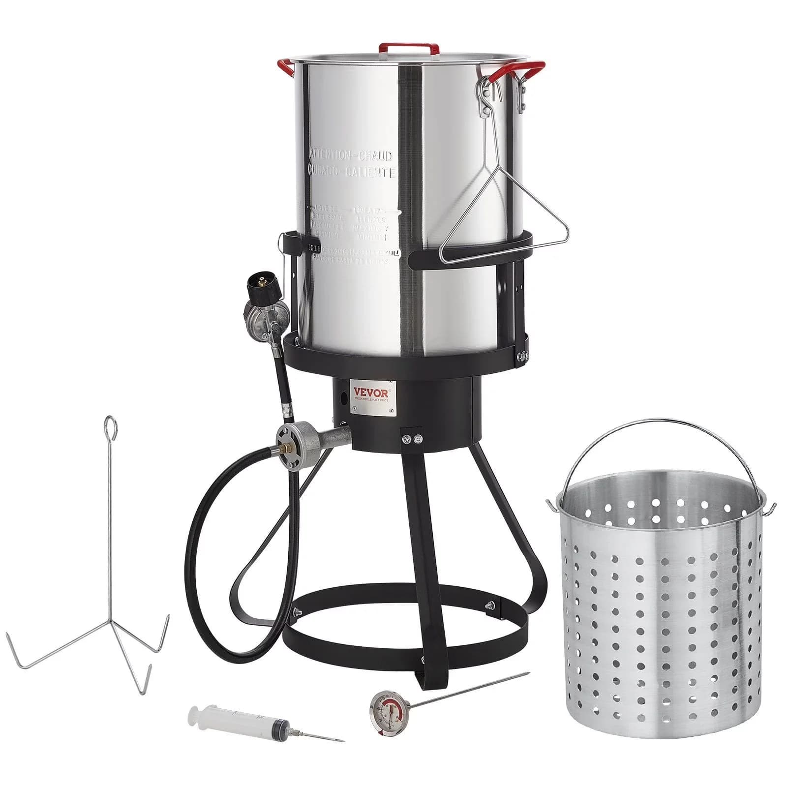Efficient Outdoor Fryer with 54000 BTU, 54000 BTU Burner Propane Gas Boiler, Includes Basket - Multicolor Aluminum Model 05CA3C