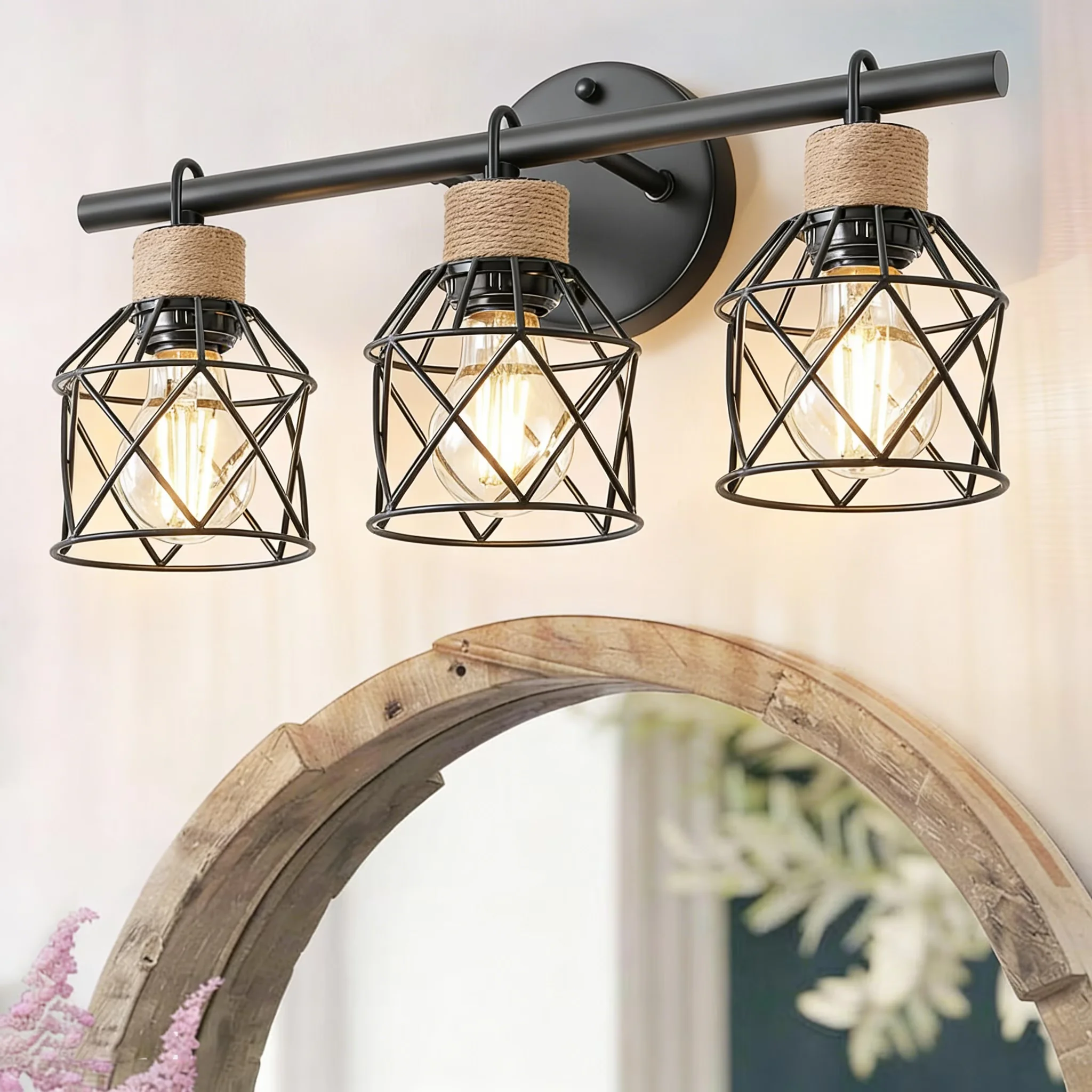 Bathroom Renovation Modern with Incandescent, Multi Mounting Position, Farmhouse - Black Metal Model 3697B2