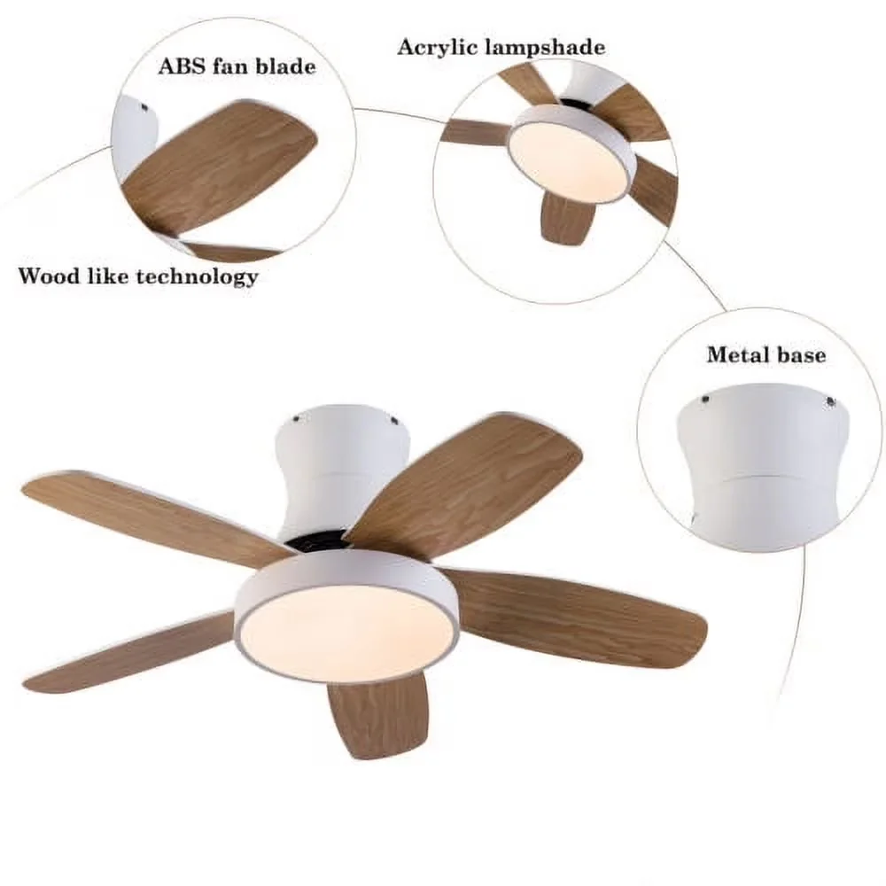 Compact Ceiling Fan with LED, Remote Controlled, Installation Instruction - White Model 5BEB16