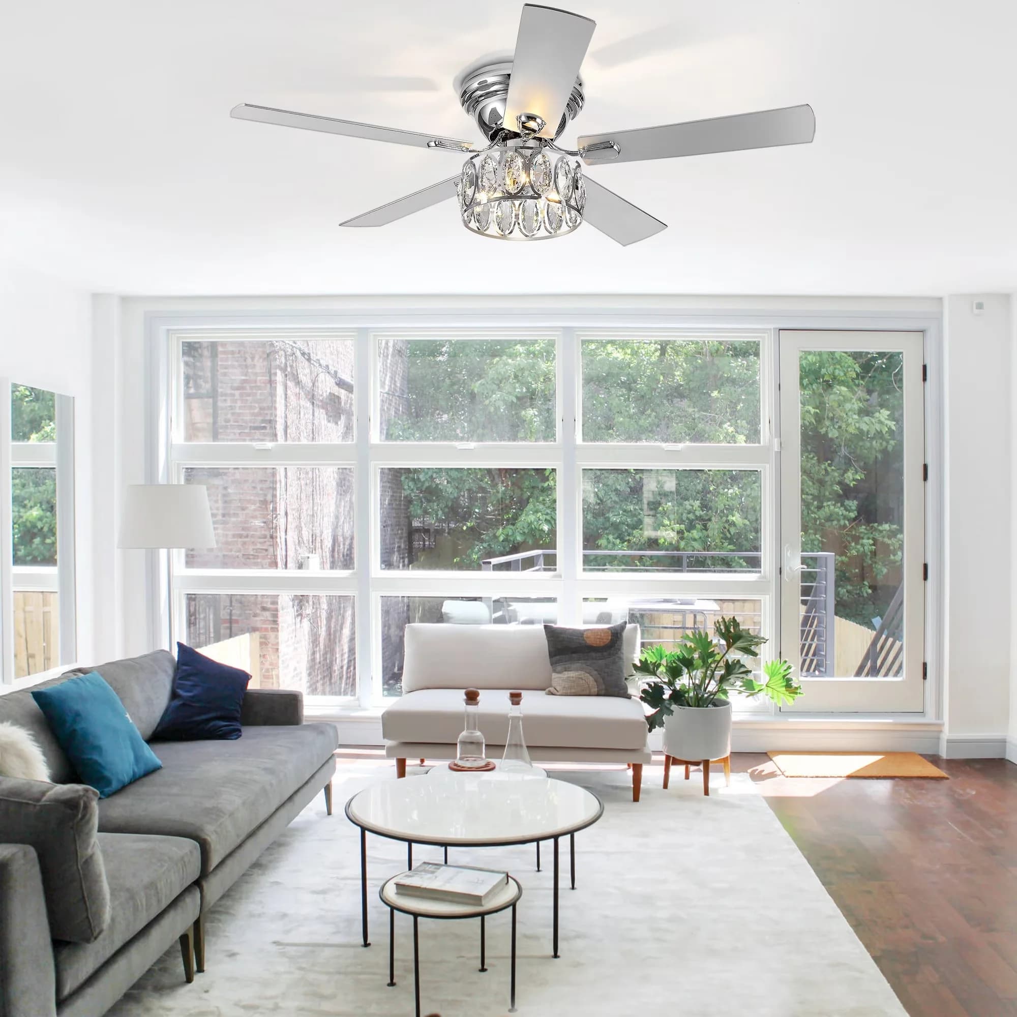 Versatile Ceiling Fan with Incandescent, Reversible Blades, Farmhouse - Silver Model 473ADA