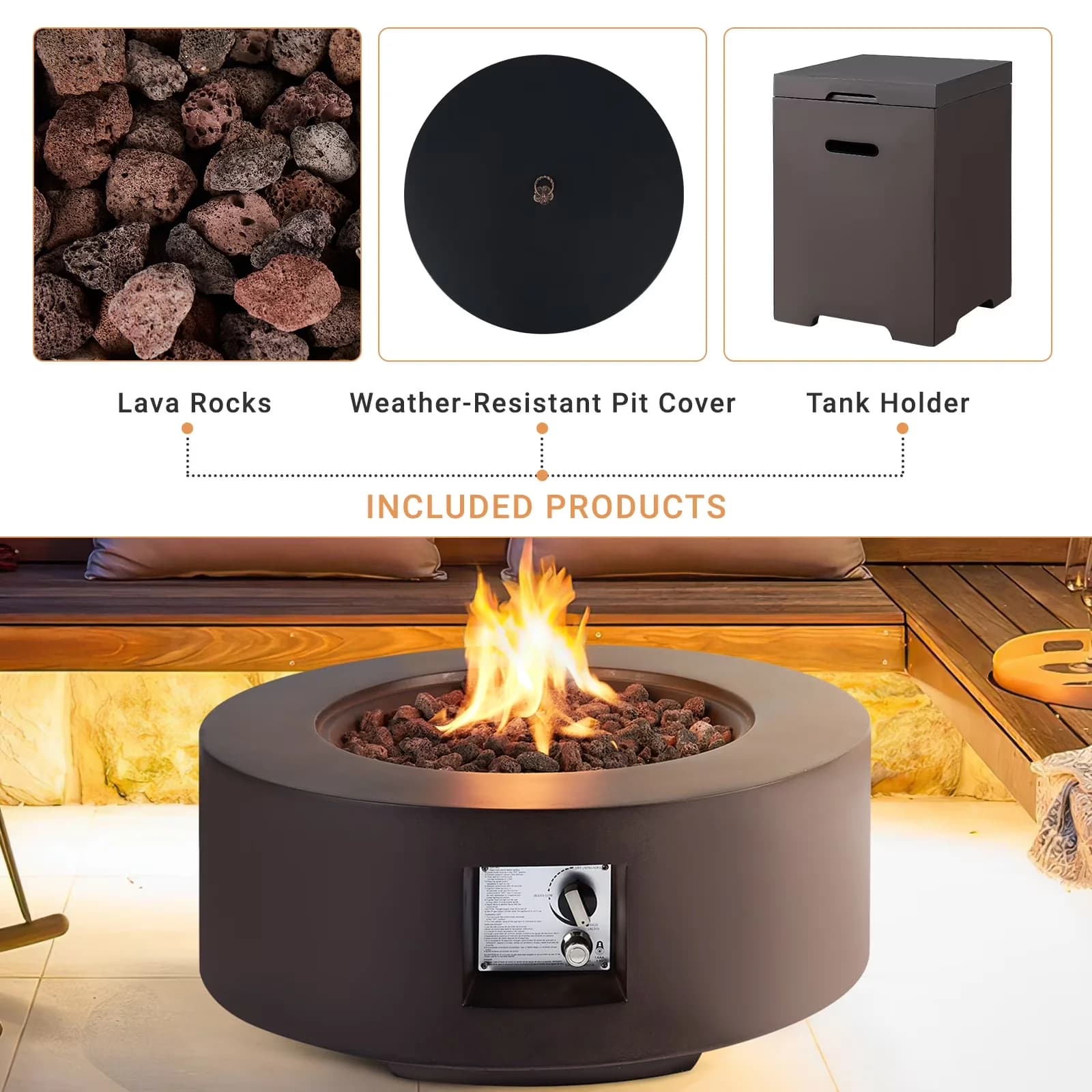 Innovative Outdoor Heating with 50000 BTU, Brown - Stainless Steel Brown Model B9ABD3