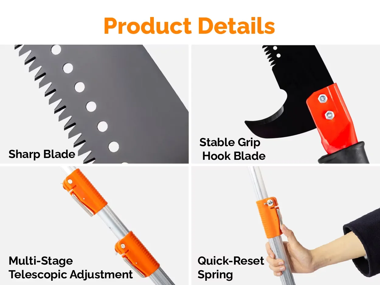Modern Pole Saw with Telescoping, Orange, 12FT Manual - Orange - Contemporary Style Model CB2386