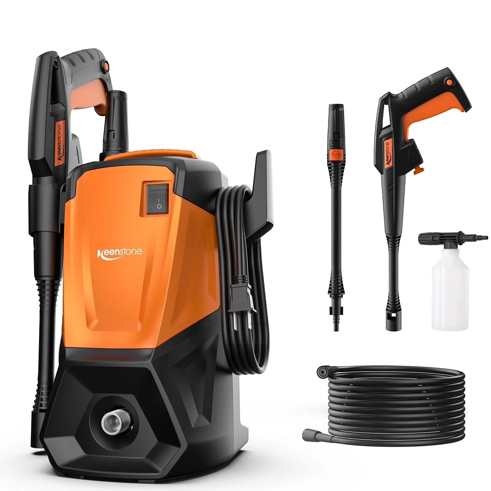 Pressure Washer Stylish with 1500W, Telescoping, Interchangeable Wand - Space-Saving Design Model A95A03