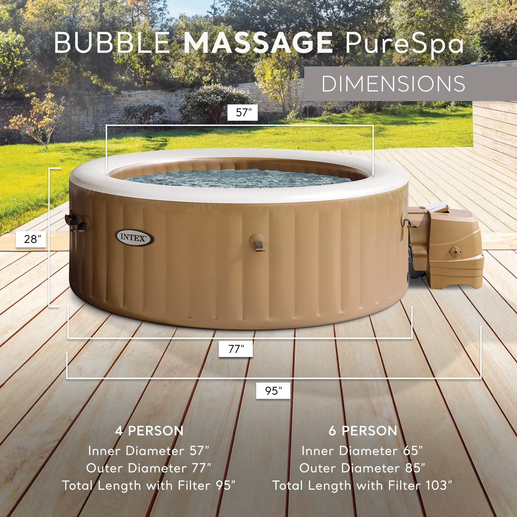 Hot Tub Premium with Inflatable, Sahara Tan - Brown Open - Quality Construction Model 27B106