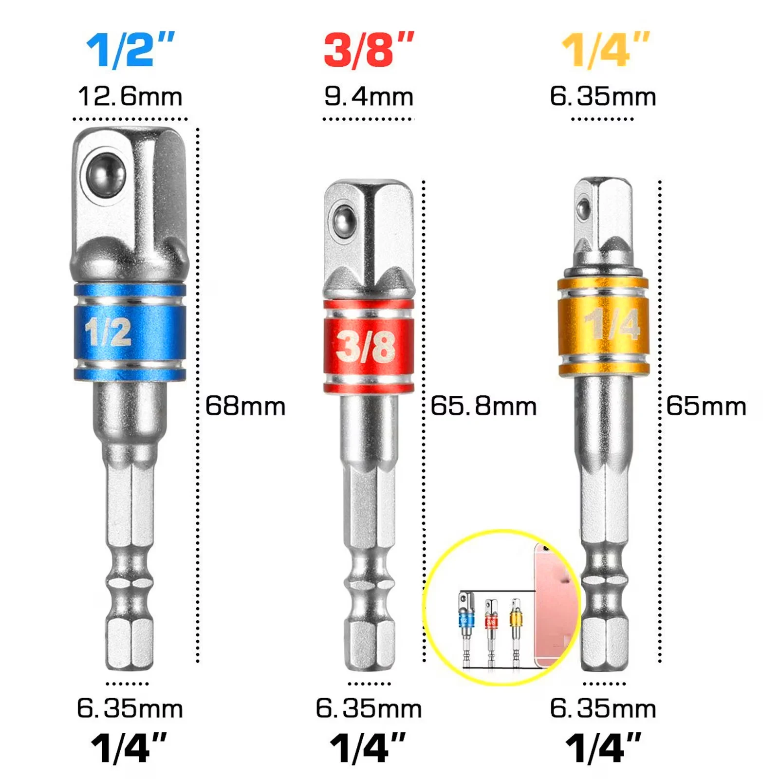 Efficient Hand Tool Set with Cordless, 3-Piece - Chrome Vanadium Steel Multicolor Model 9F98D4