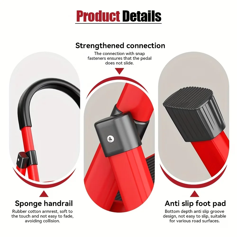 Efficient Ladders And Step Stool with Adjustable, Compact Design, Ultralight Weight - Red Steel Model CD64C0