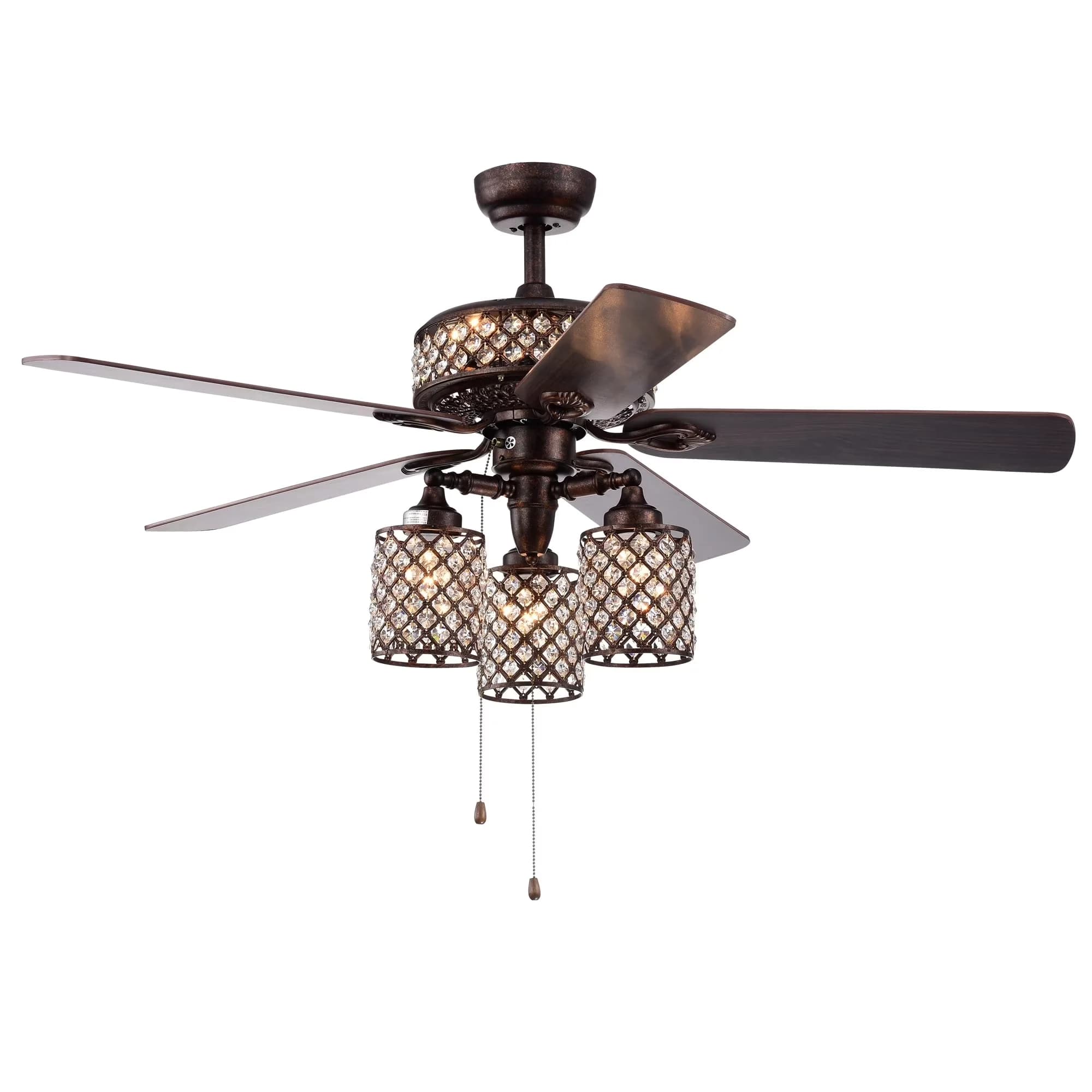 Ceiling Fan Sleek with Incandescent, Reversible Blades - Brown Crystal Model 4296D3