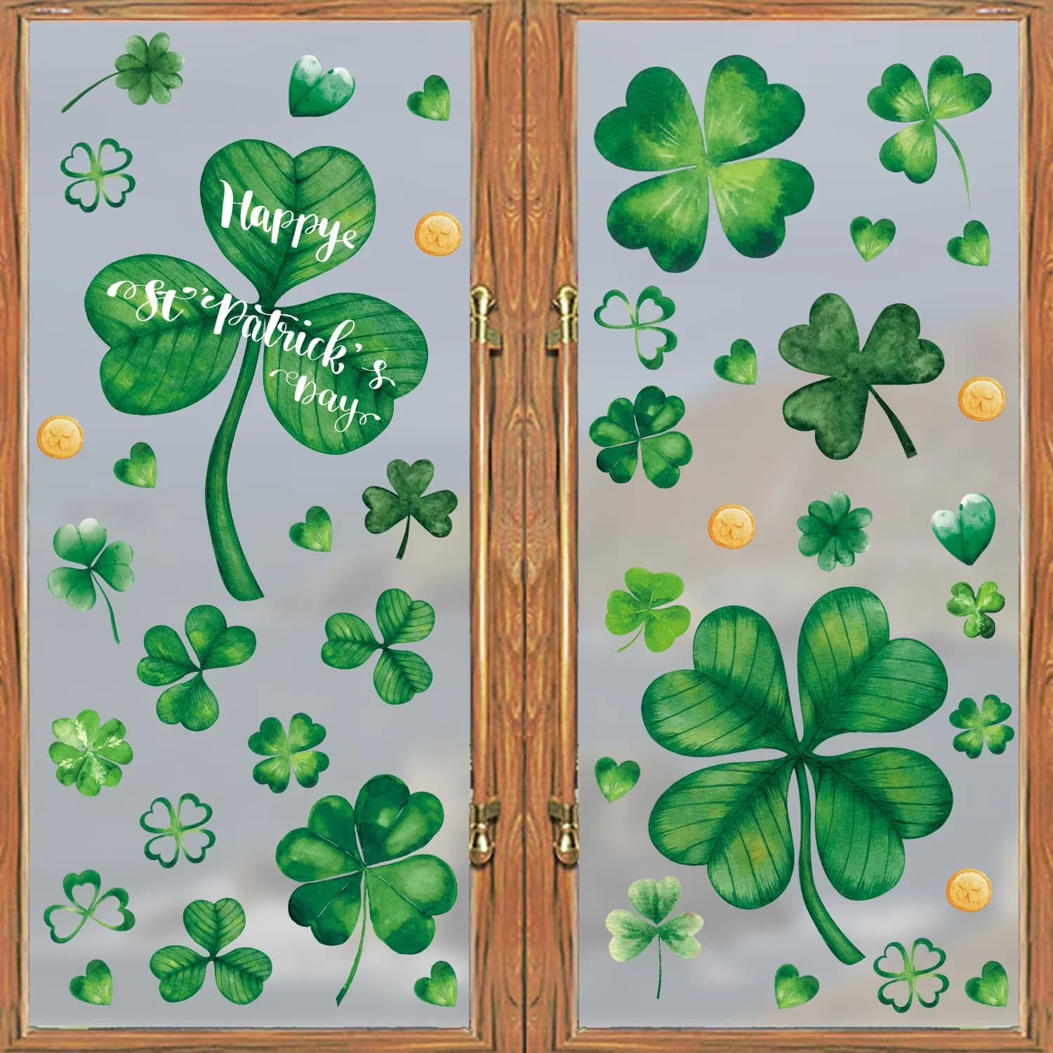 Sleek Wallpaper Wall Decals Wall Covering with Removable, 4 Sheets St. Patrick's Day Window Clings - Plastic Multicolor for Home, Office Model EB6E33