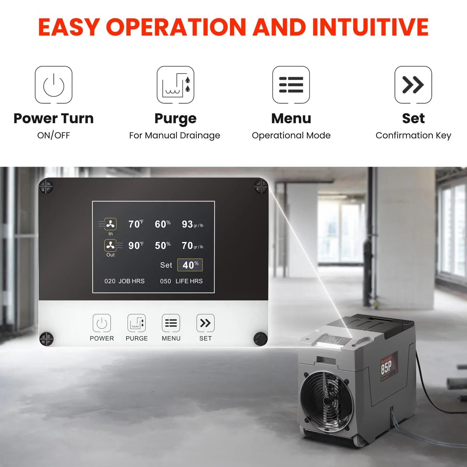 Durable Dehumidifier with Built-In Pump, Airflow :210 CFM/350 CMH, Filter :MERV-8 - Gray Model CFB26C