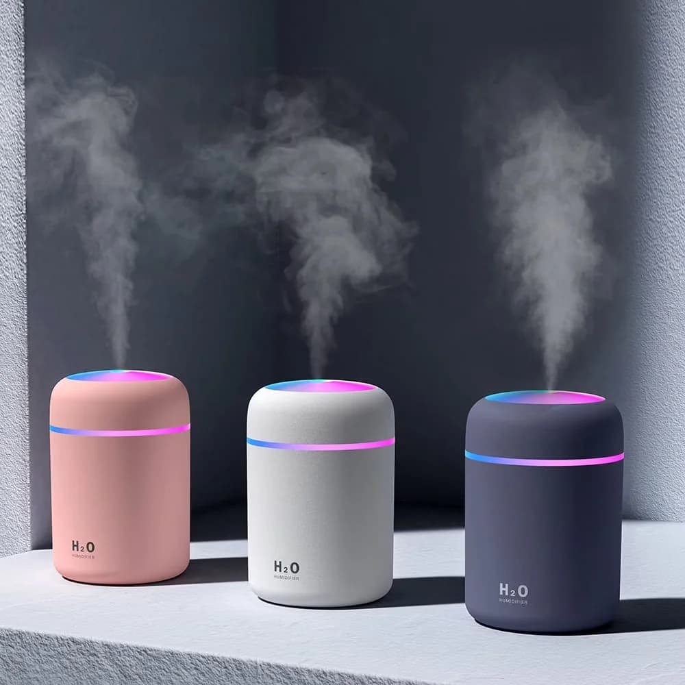 Stylish Humidifier with Night Light, Main Highlights: - Abs, Pp, Silicon White for Car, Office Model 55B775