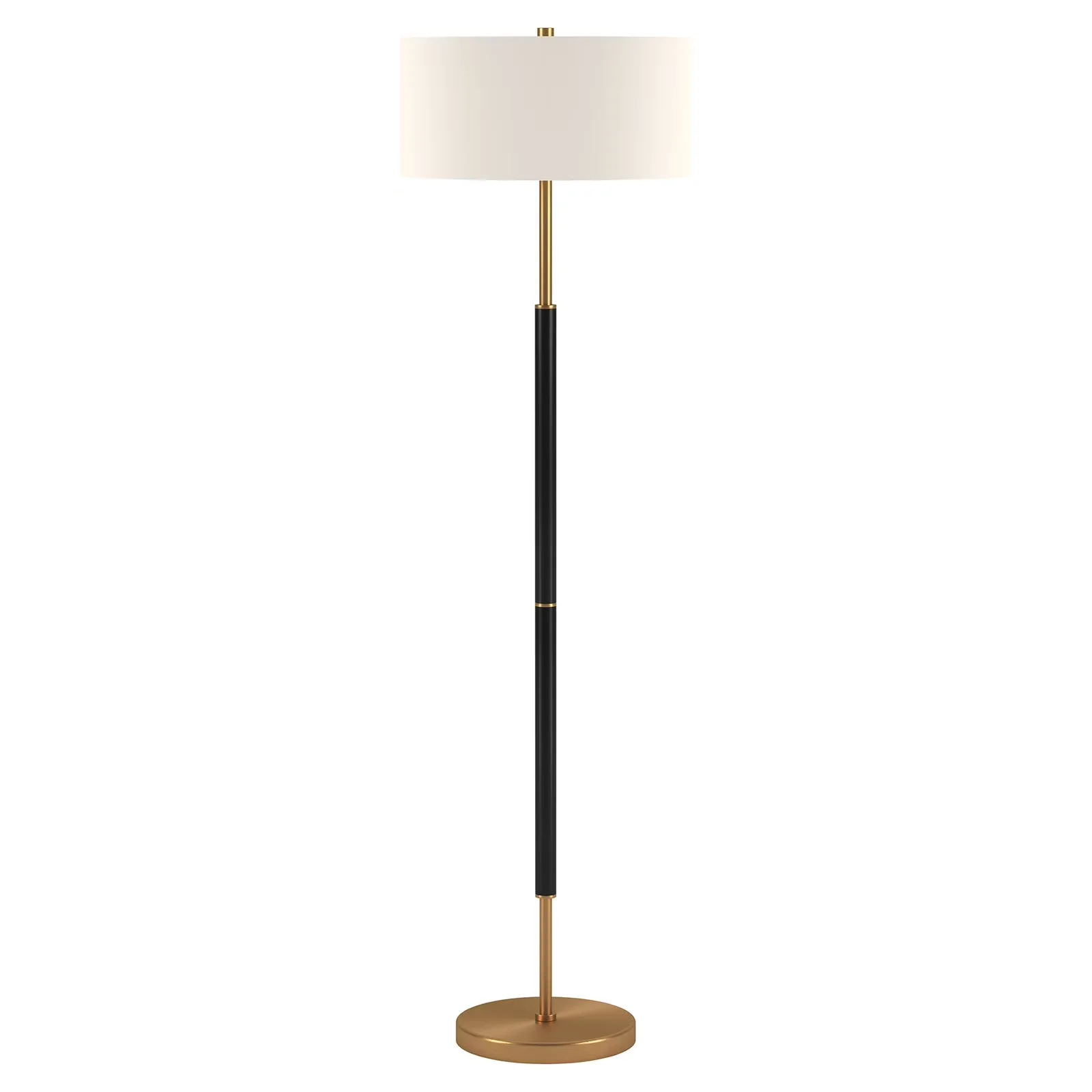 Sleek Floor Lamp with Incandescent, Energy Efficient, Simone 2-Light - Black Metal Model 557BE3