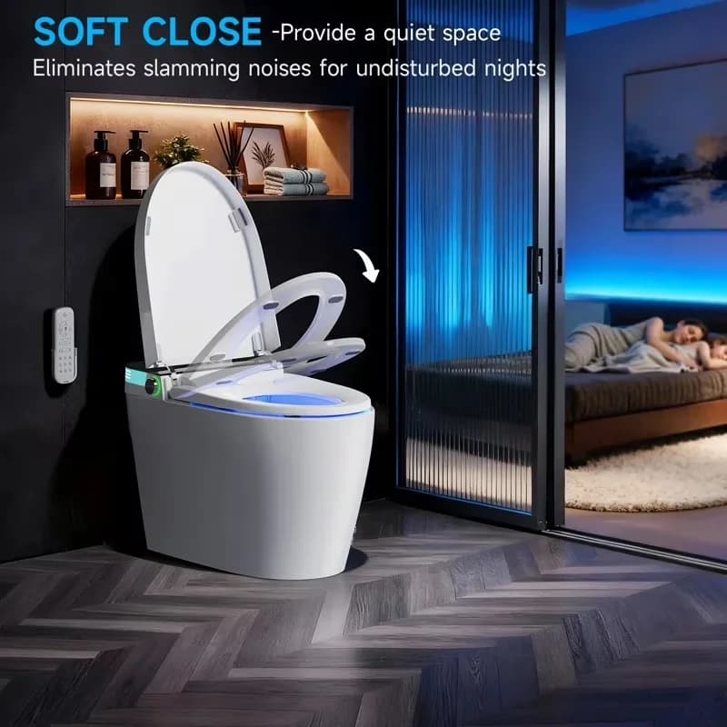 Toilet Seats And Lid Versatile with Adjustable Flow Rate, Adjustable Temperature, Automatic Flush - White Ceramic Model E42348