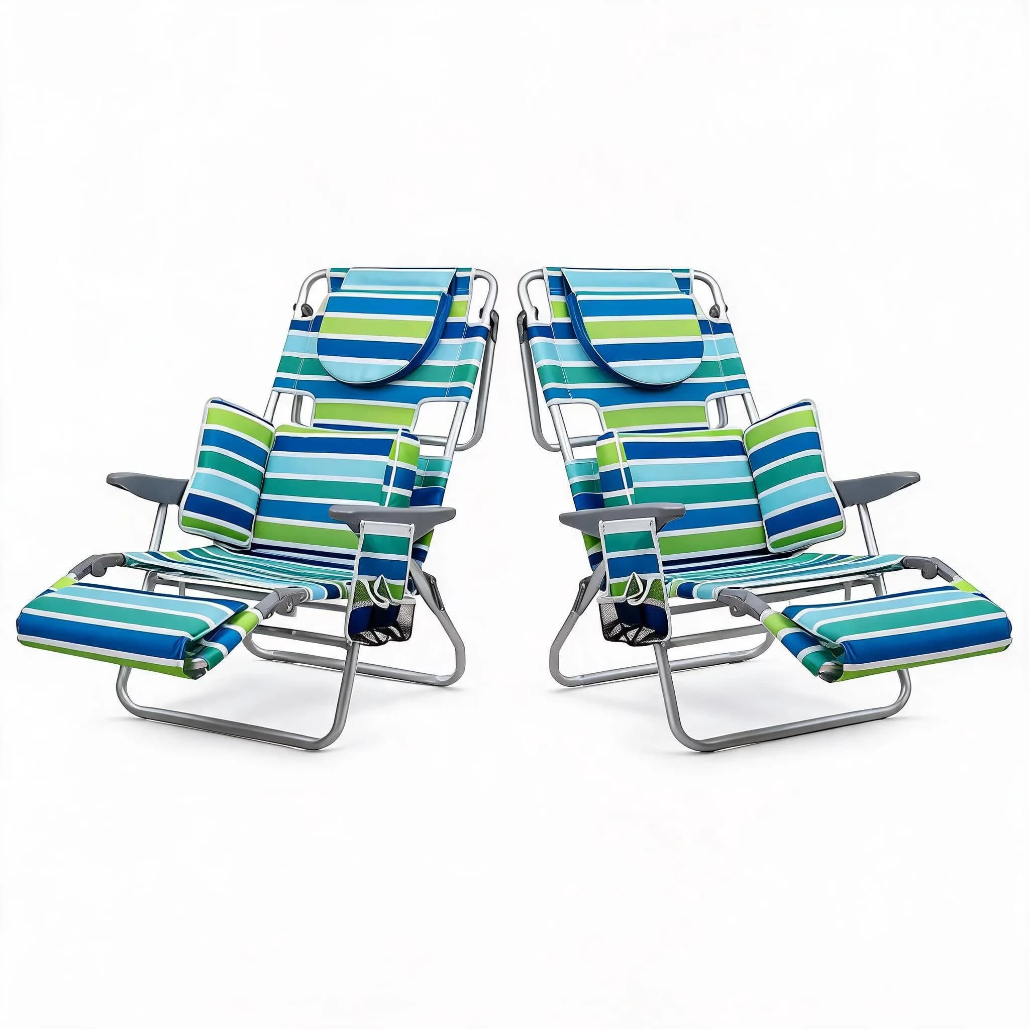 Efficient Beach Chair with Adjustable, Storage Pocket, Face Hole - 2 Pack Model D6DB2E